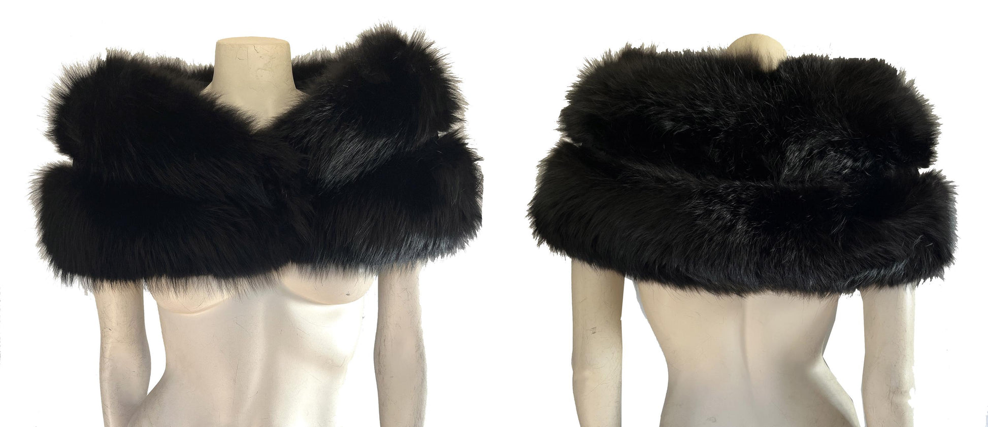 Black FOX Fur Stole, Real Vintage Bridal Cape Shawl, Winter Wedding Gift, Mother of the Bride, Vintage Fur Coat Jacket, Small XS