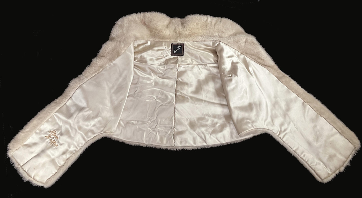 Beige MINK Fur Cape, Blonde Real Vintage Shawl, Winter Wedding Bridal Jacket Stole, Bridesmaid Coat, Mother of the Bride Gift, Large XL