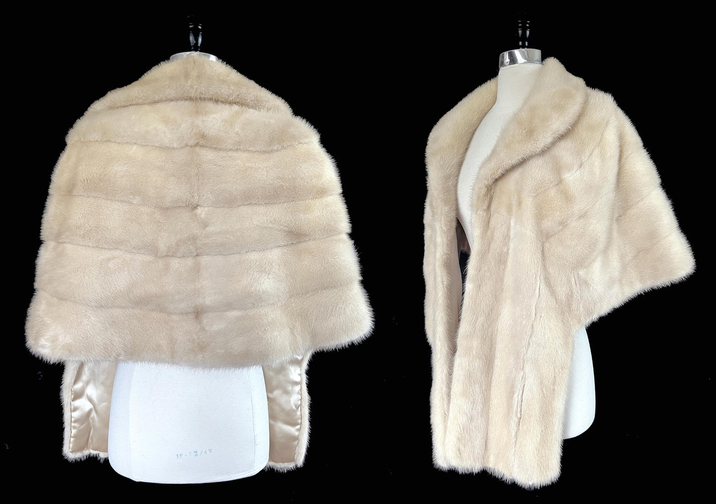 Beige MINK Fur Cape, Blonde Real Vintage Shawl, Winter Wedding Bridal Jacket Stole, Bridesmaid Coat, Mother of the Bride Gift, Large XL