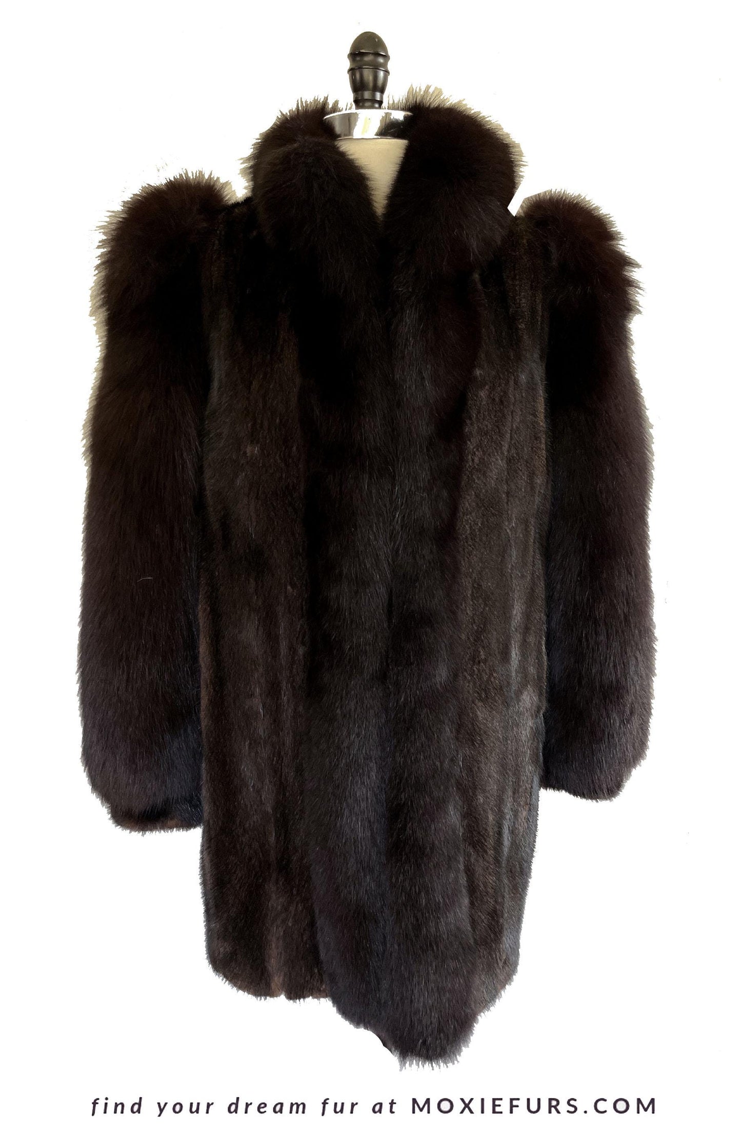 MINK & FOX Fur Coat, Mahogany Ranch Real Vintage Black Jacket, Great Gatsby Party, '80s Mob Wife Tuxedo Gift, Apres Ski