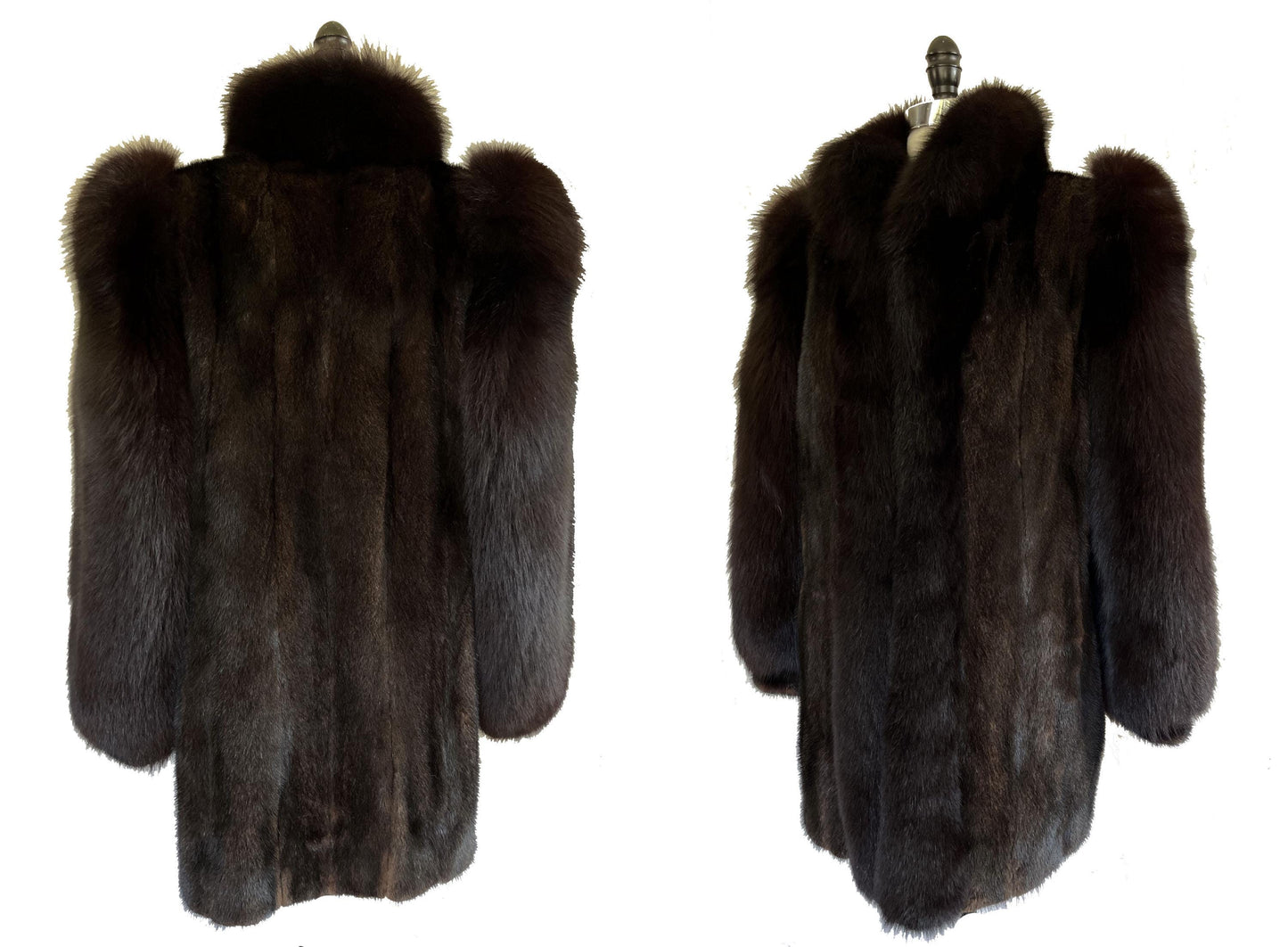 MINK & FOX Fur Coat, Mahogany Ranch Real Vintage Black Jacket, Great Gatsby Party, '80s Mob Wife Tuxedo Gift, Apres Ski
