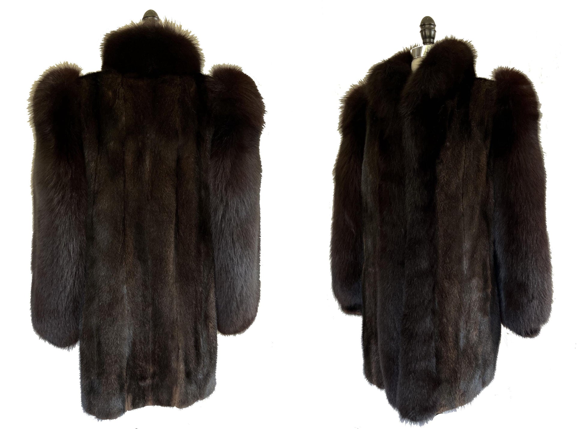 MINK & FOX Fur Coat, Mahogany Ranch Real Vintage Black Jacket, Great Gatsby Party, '80s Mob Wife Tuxedo Gift, Apres Ski