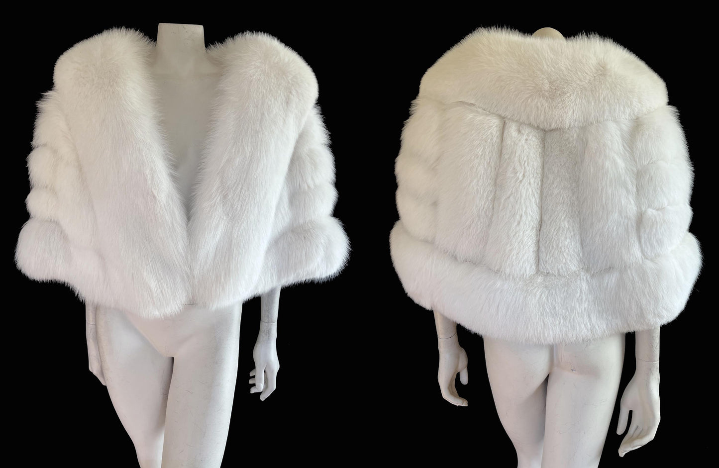 Arctic FOX Fur Cape, Luxury Vintage Stole, Ivory Wedding Bridal Bolero Coat, White Apres Ski Jacket, Mob Wife Shawl Gift, Large