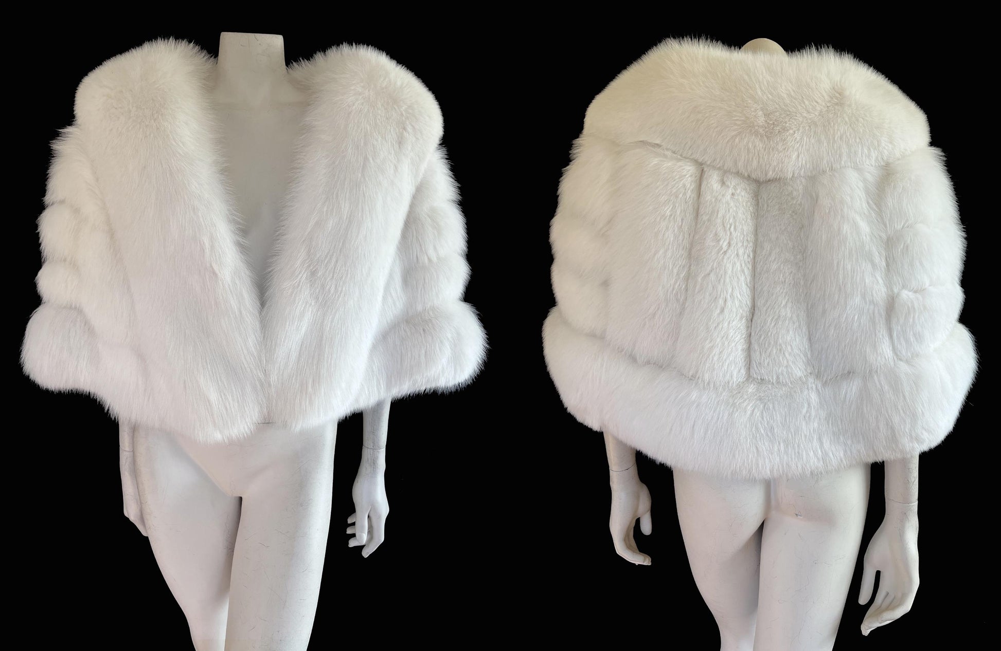 Arctic FOX Fur Cape, Luxury Vintage Stole, Ivory Wedding Bridal Bolero Coat, White Apres Ski Jacket, Mob Wife Shawl Gift, Large