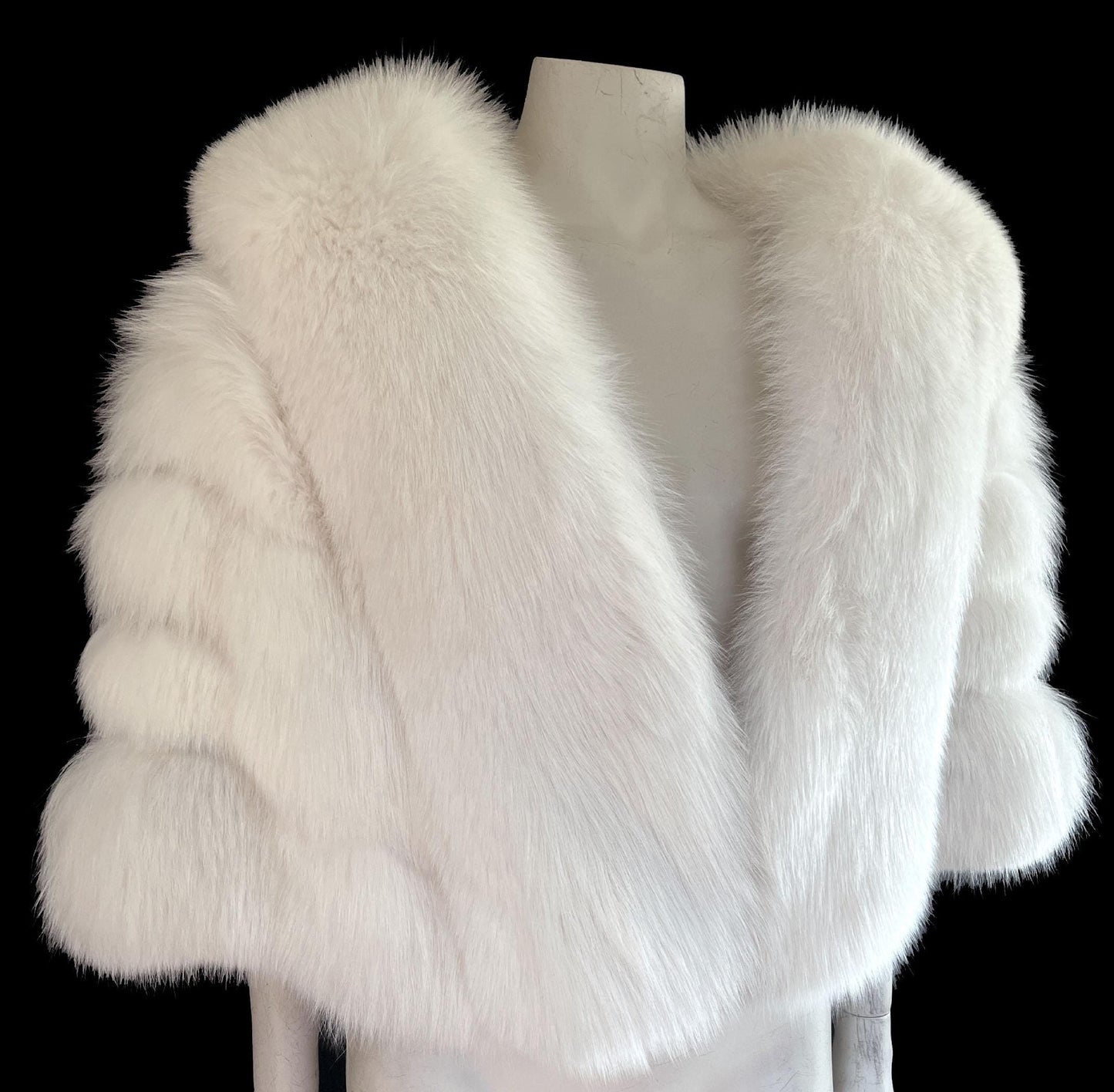 Arctic FOX Fur Cape, Luxury Vintage Stole, Ivory Wedding Bridal Bolero Coat, White Apres Ski Jacket, Mob Wife Shawl Gift, Large