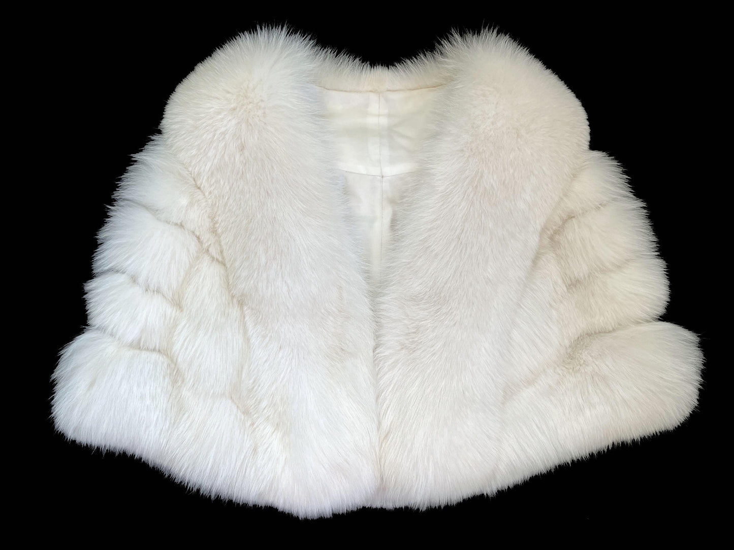 Arctic FOX Fur Cape, Luxury Vintage Stole, Ivory Wedding Bridal Bolero Coat, White Apres Ski Jacket, Mob Wife Shawl Gift, Large