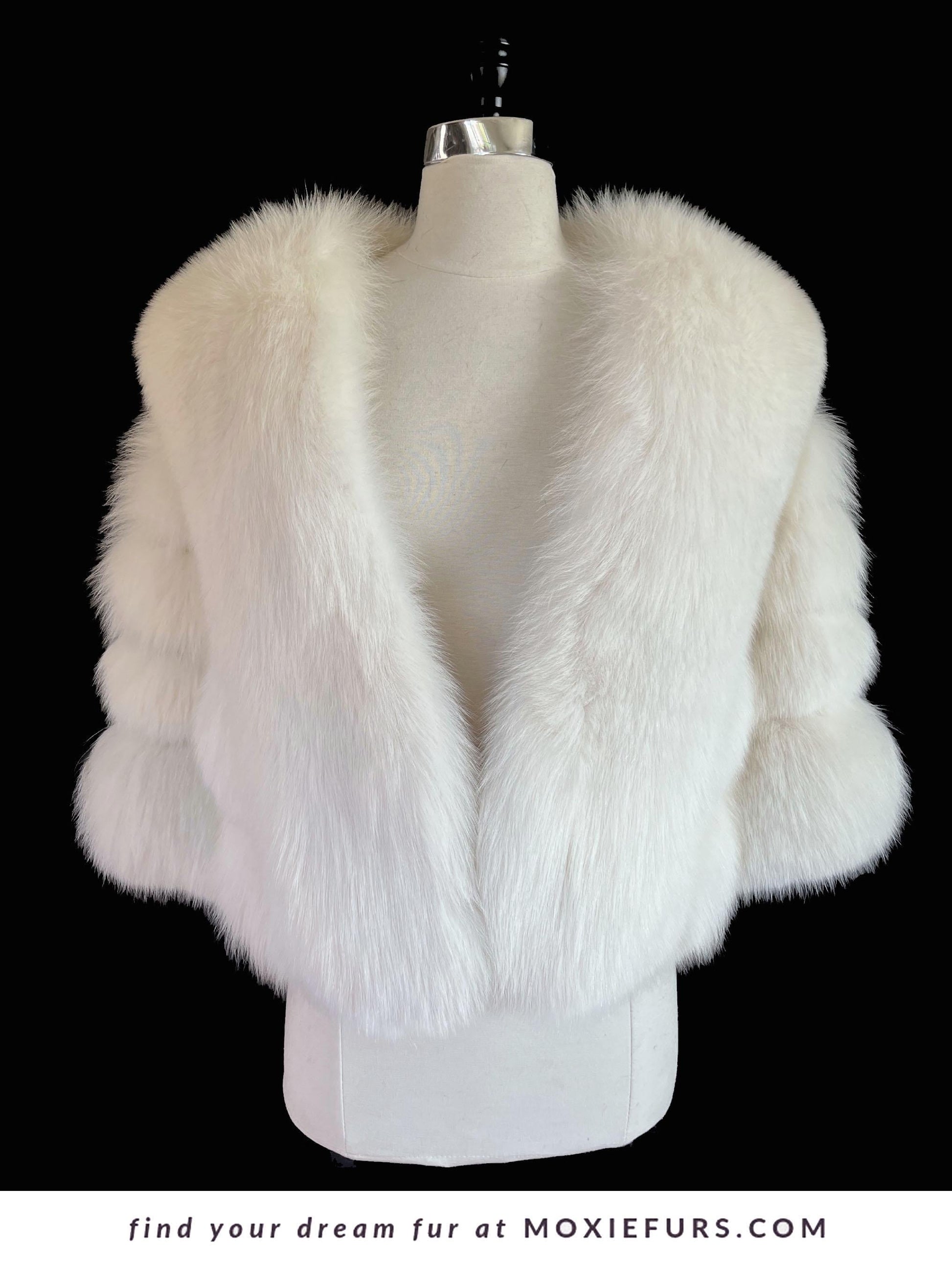 Arctic FOX Fur Cape, Luxury Vintage Stole, Ivory Wedding Bridal Bolero Coat, White Apres Ski Jacket, Mob Wife Shawl Gift, Large