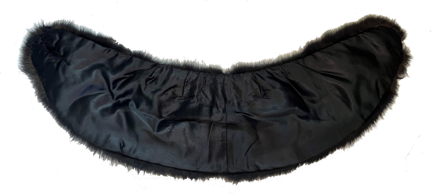 Black FOX Fur Stole, Real Vintage Bridal Cape Shawl, Winter Wedding Gift, Mother of the Bride, Vintage Fur Coat Jacket, Small XS