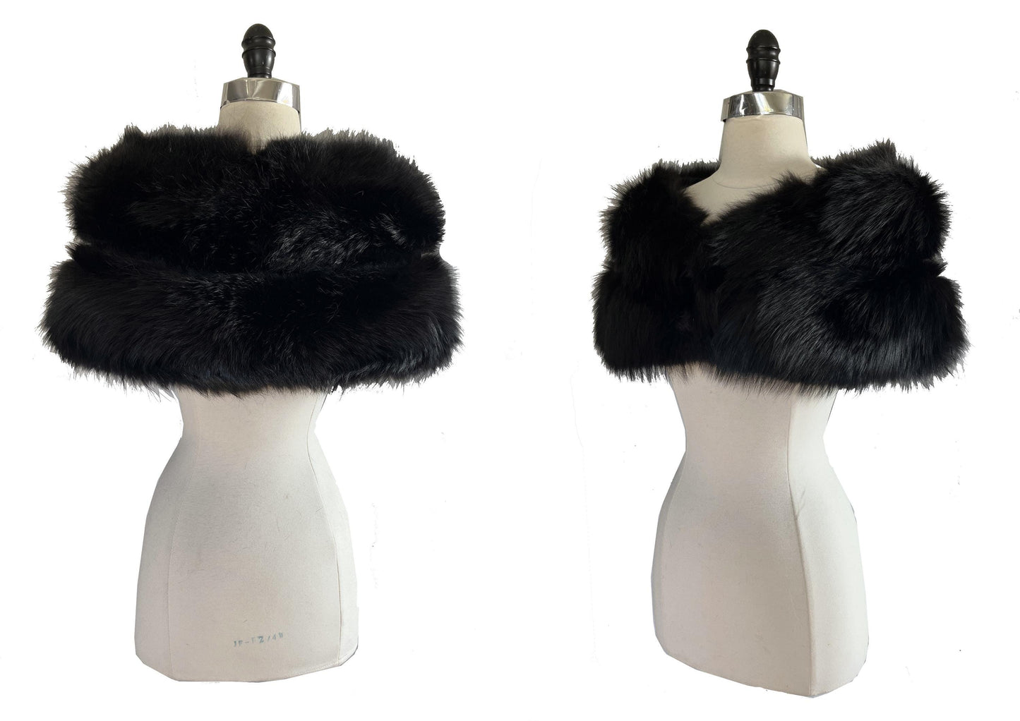 Black FOX Fur Stole, Real Vintage Bridal Cape Shawl, Winter Wedding Gift, Mother of the Bride, Vintage Fur Coat Jacket, Small XS