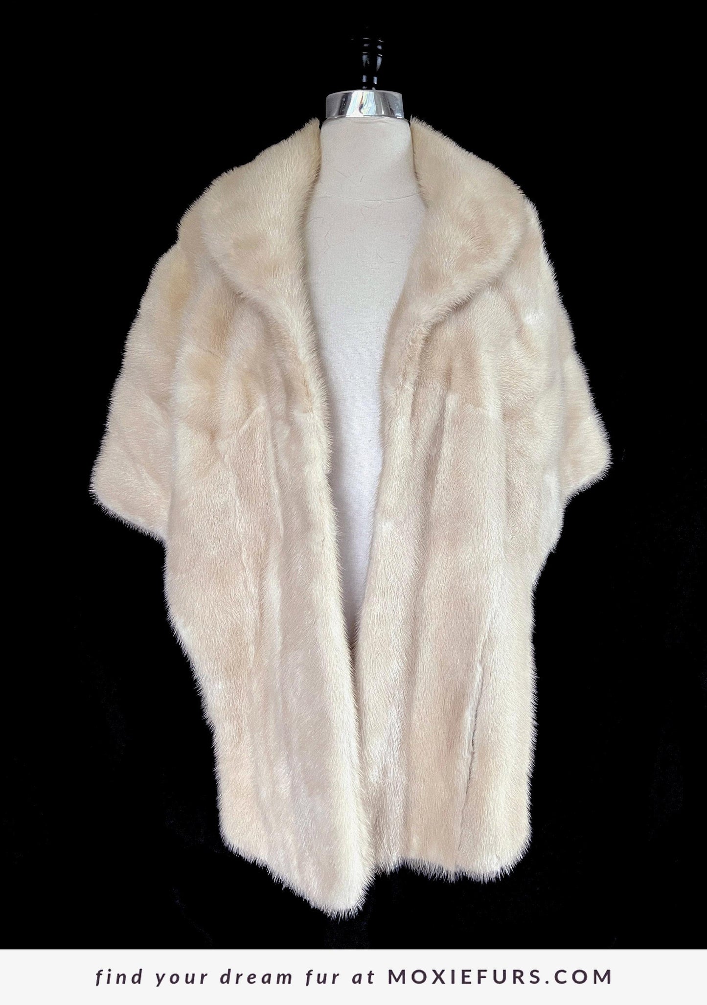 Beige MINK Fur Cape, Blonde Real Vintage Shawl, Winter Wedding Bridal Jacket Stole, Bridesmaid Coat, Mother of the Bride Gift, Large XL
