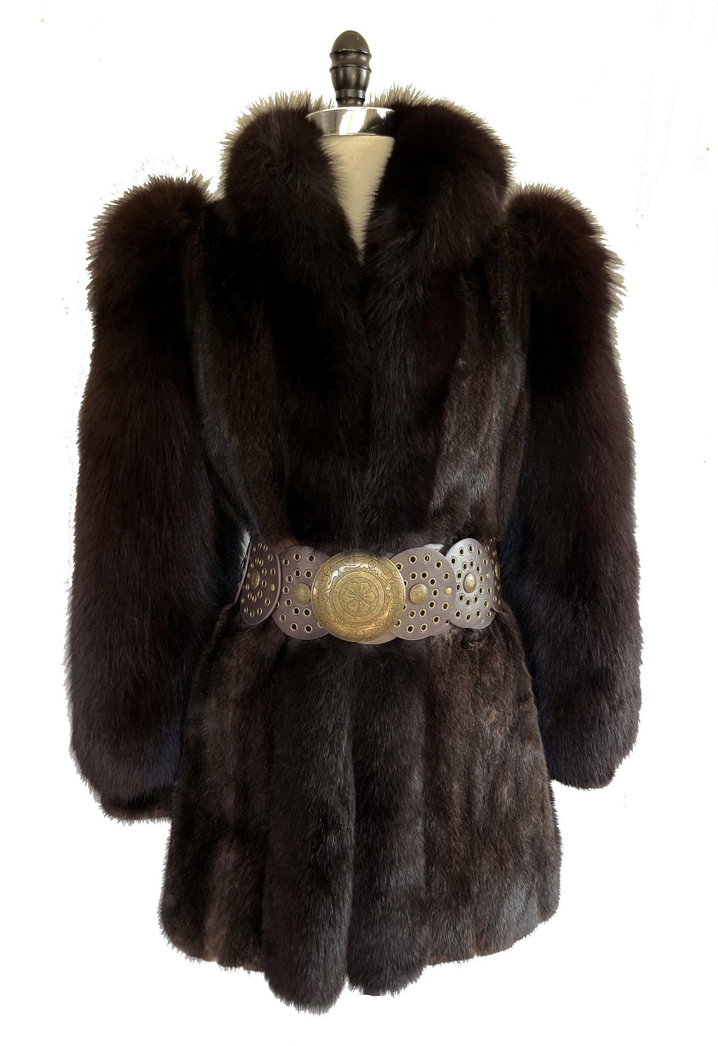 MINK & FOX Fur Coat, Mahogany Ranch Real Vintage Black Jacket, Great Gatsby Party, '80s Mob Wife Tuxedo Gift, Apres Ski