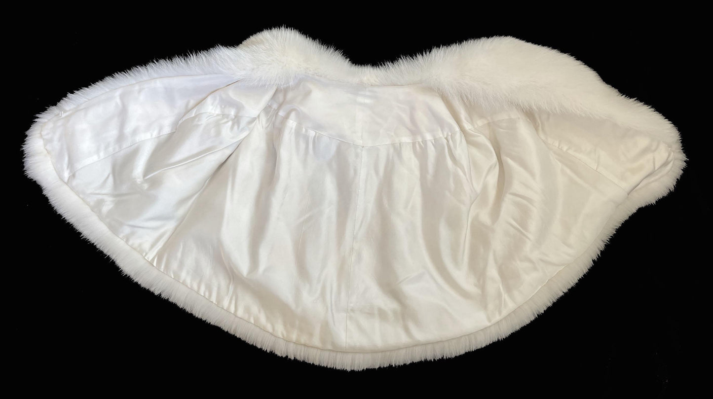 Arctic FOX Fur Cape, Luxury Vintage Stole, Ivory Wedding Bridal Bolero Coat, White Apres Ski Jacket, Mob Wife Shawl Gift, Large