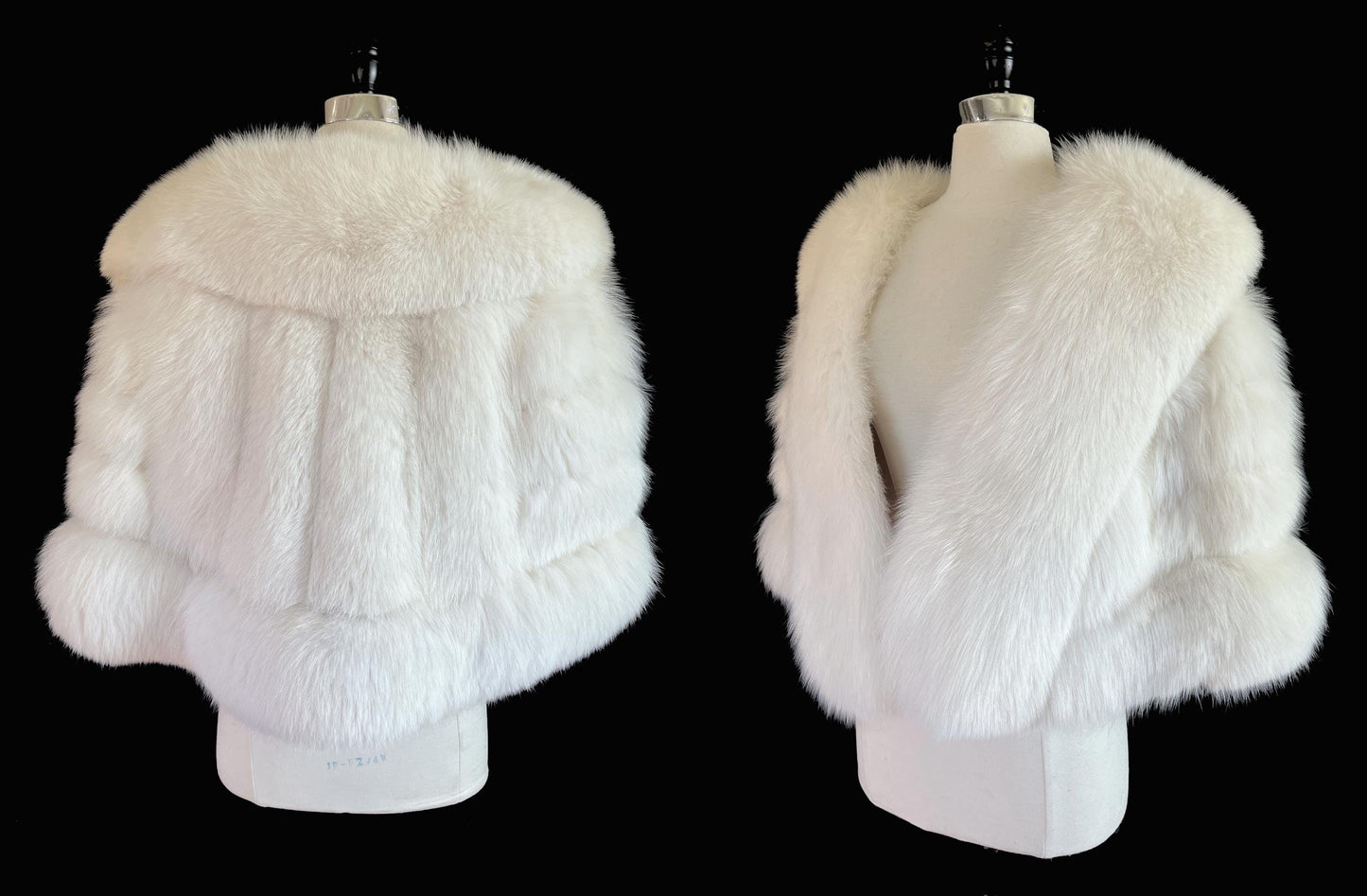 Arctic FOX Fur Cape, Luxury Vintage Stole, Ivory Wedding Bridal Bolero Coat, White Apres Ski Jacket, Mob Wife Shawl Gift, Large