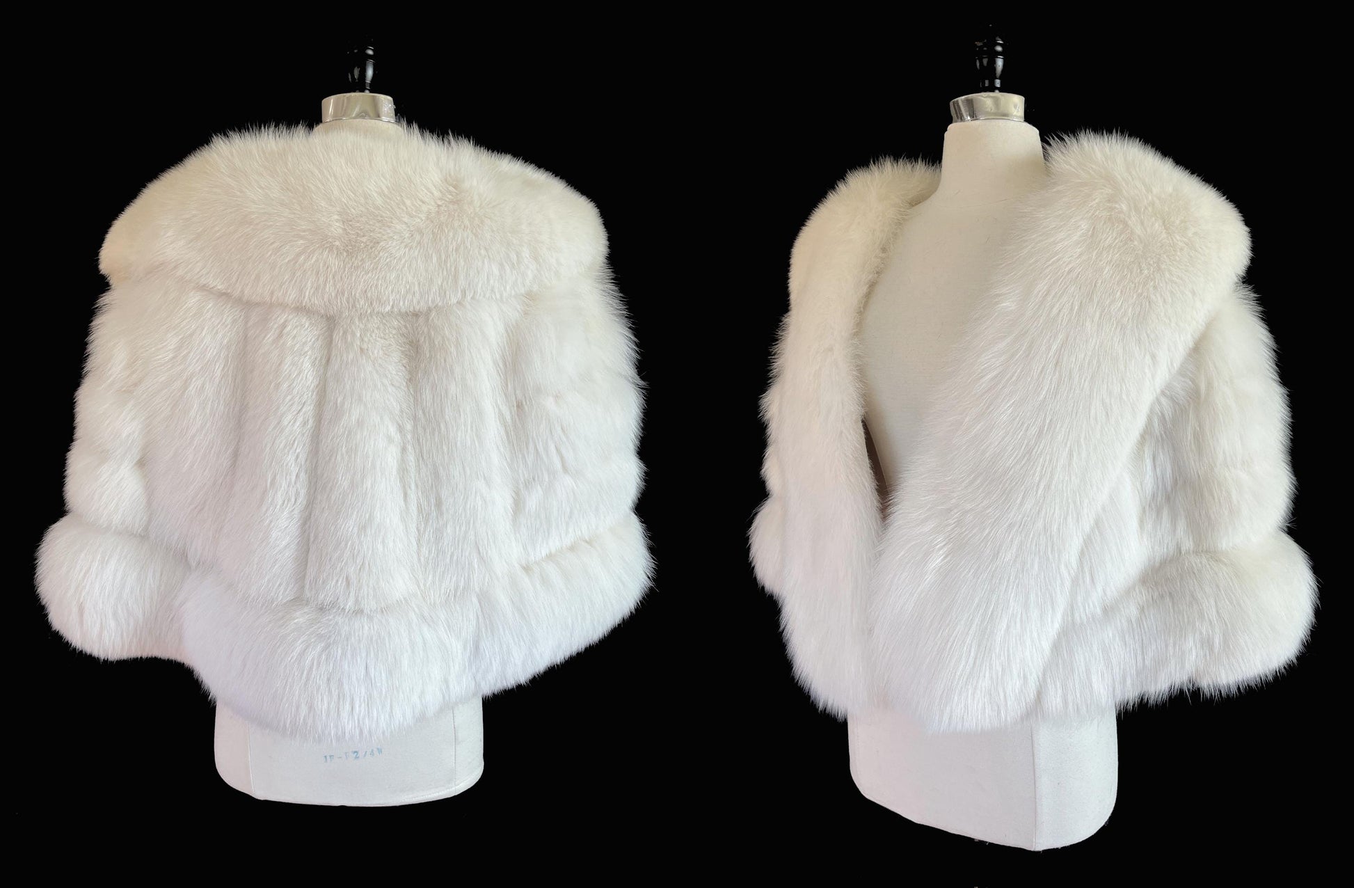 Arctic FOX Fur Cape, Luxury Vintage Stole, Ivory Wedding Bridal Bolero Coat, White Apres Ski Jacket, Mob Wife Shawl Gift, Large