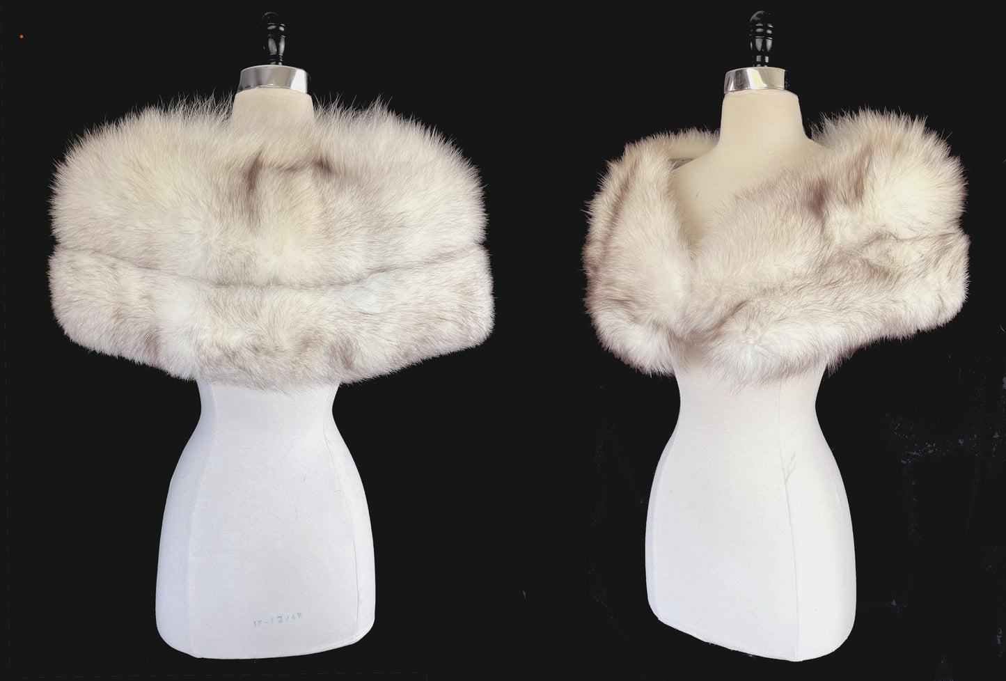 Norwegian FOX Fur Stole, Ivory Winter Wedding Cape, White Brown Vintage Bridal Coat, White Retro Bridesmaid Jacket Gift, New Old Stock