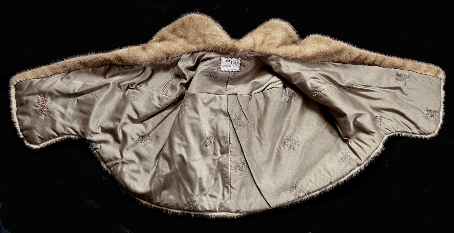 Brown MINK Fur Shawl, Real Vintage Bridal Cape, Autumn Haze Winter Wedding Bolero Jacket, Pastel Bridesmaid Gift, Great Gatsby Party