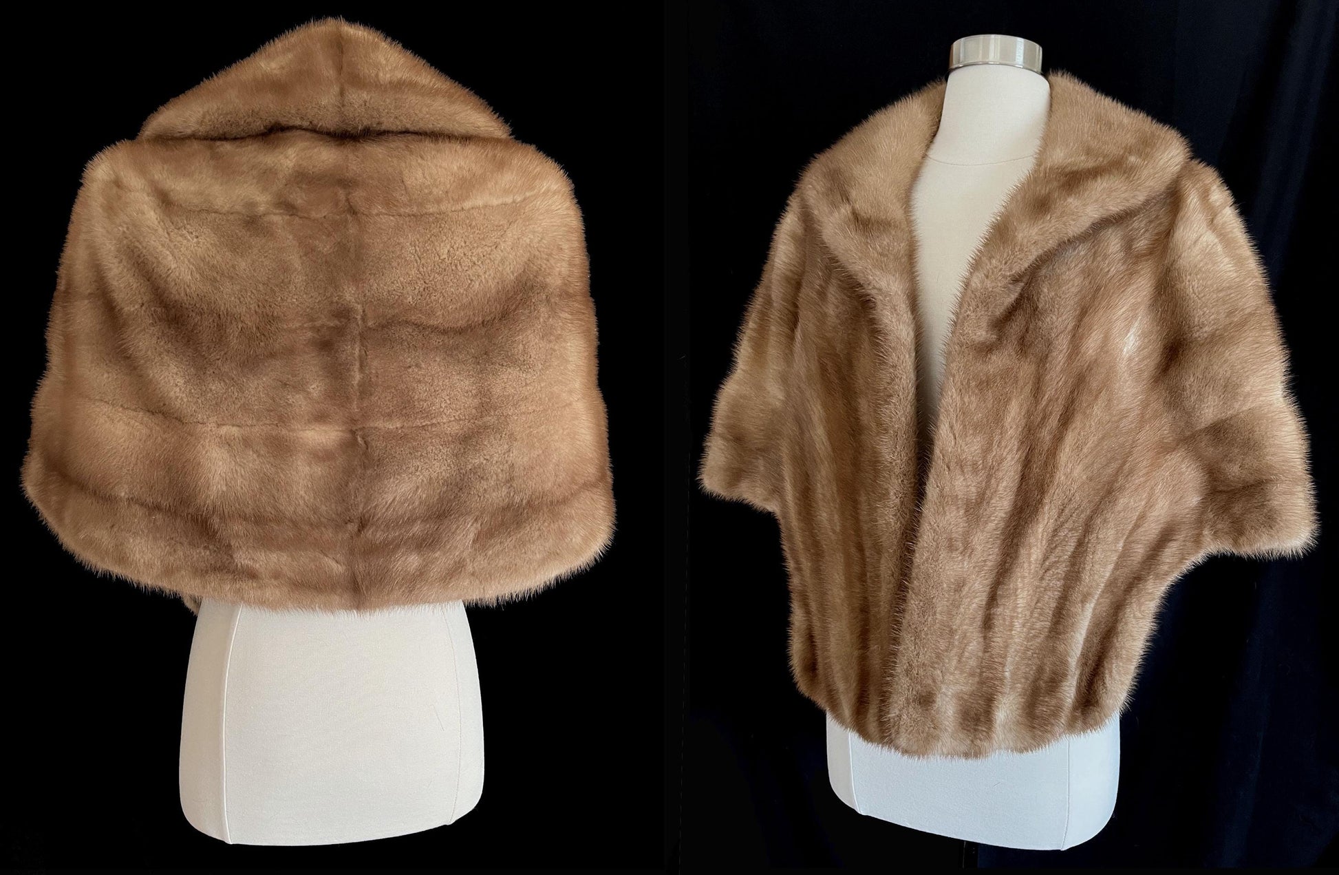 Brown MINK Fur Shawl, Real Vintage Bridal Cape, Autumn Haze Winter Wedding Bolero Jacket, Pastel Bridesmaid Gift, Great Gatsby Party