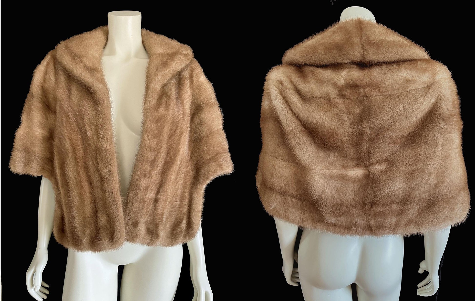 Brown MINK Fur Shawl, Real Vintage Bridal Cape, Autumn Haze Winter Wedding Bolero Jacket, Pastel Bridesmaid Gift, Great Gatsby Party