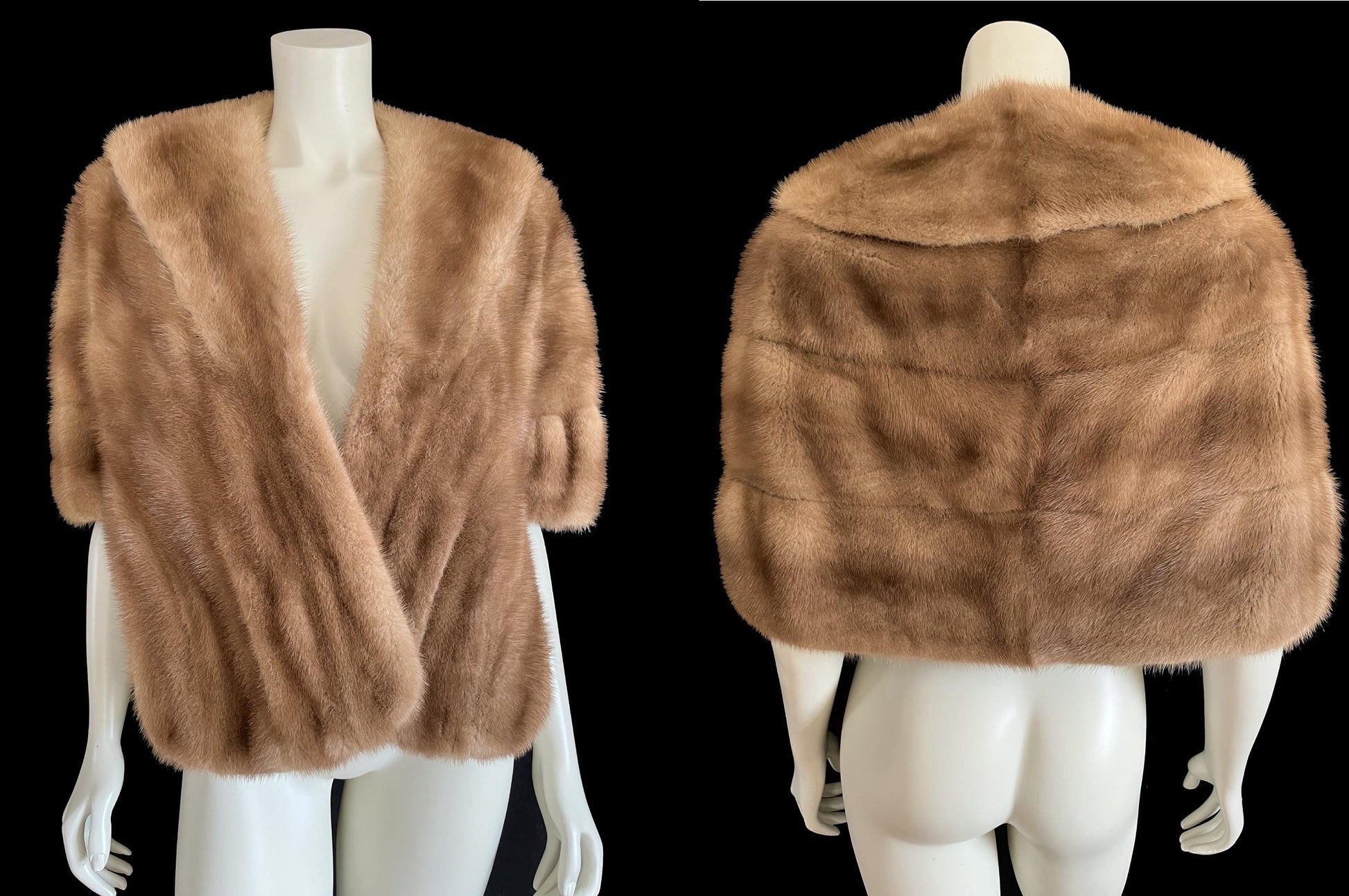 Brown MINK Fur Stole, Winter Wedding Shawl, Autumn Haze Real Vintage Cape, Rustic Bridal Capelet, Bridesmaid Bolero Jacket Coat Gift