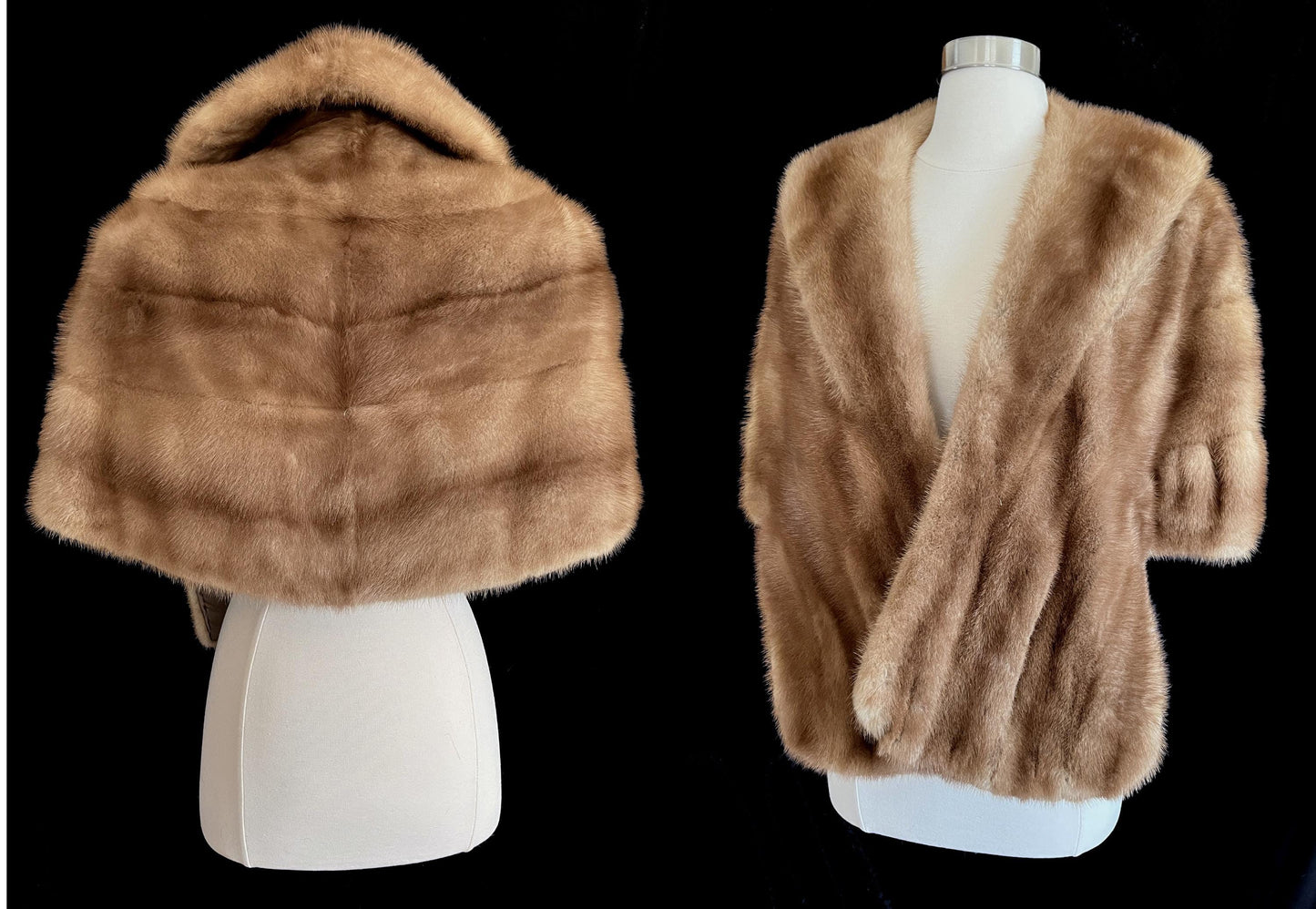 Brown MINK Fur Stole, Winter Wedding Shawl, Autumn Haze Real Vintage Cape, Rustic Bridal Capelet, Bridesmaid Bolero Jacket Coat Gift