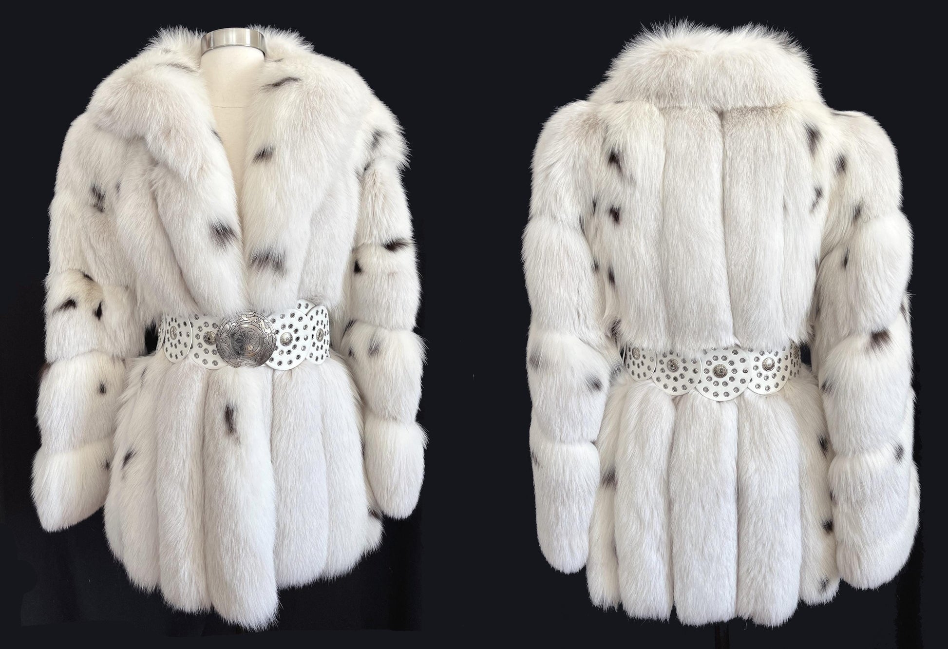 Arctic FOX Spotted Fur Coat, Vintage Winter Wedding Jacket, Mob Wife Style Ivory Bolero, Glam White Apres Ski Bridal Gift