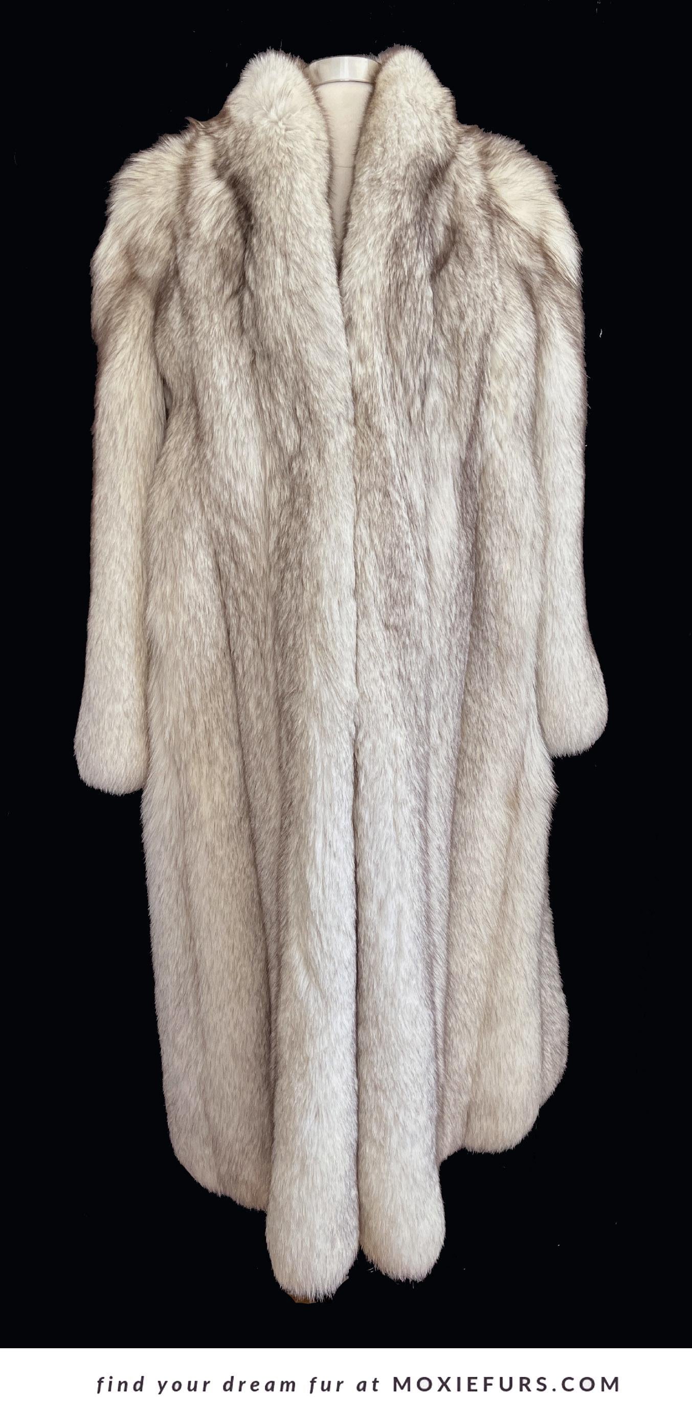 Full Length Norwegian FOX Fur Coat, Ivory Real Vintage Winter Wedding Long Jacket, Mob Wife Style, Long White Bridal Stole Gift, Apres Ski