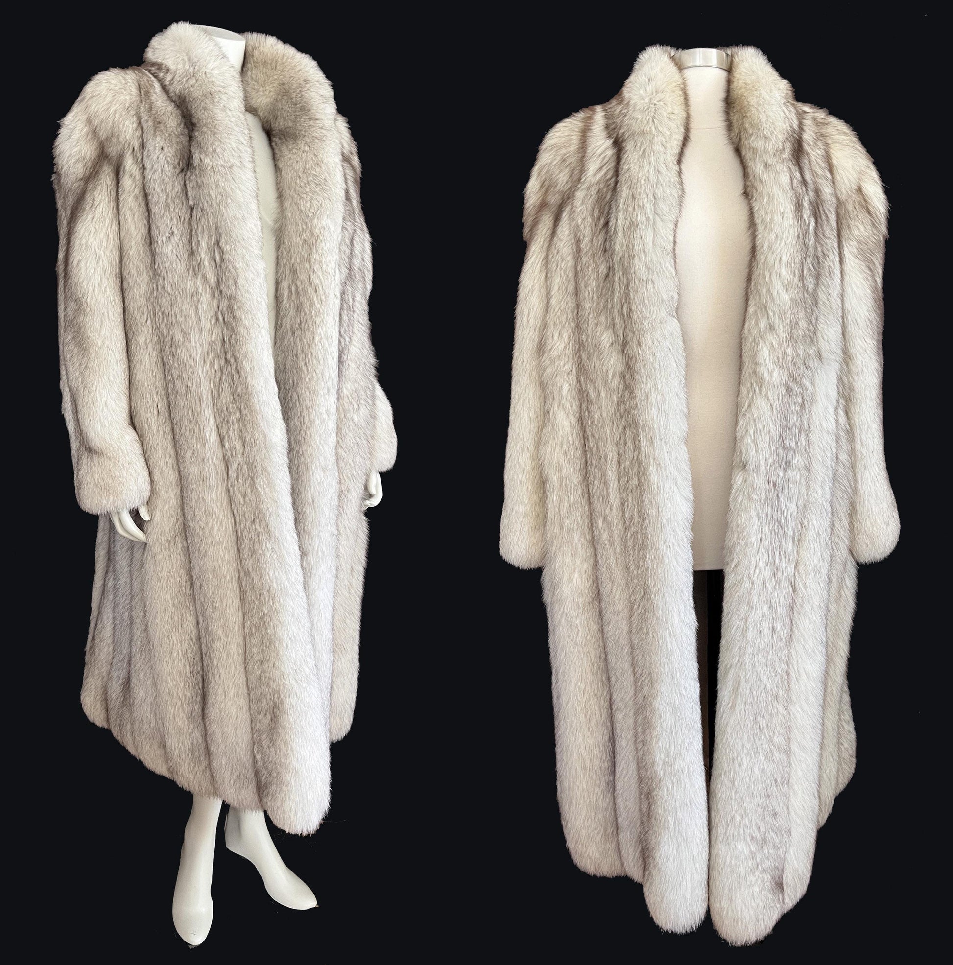Full Length Norwegian FOX Fur Coat, Ivory Real Vintage Winter Wedding Long Jacket, Mob Wife Style, Long White Bridal Stole Gift, Apres Ski