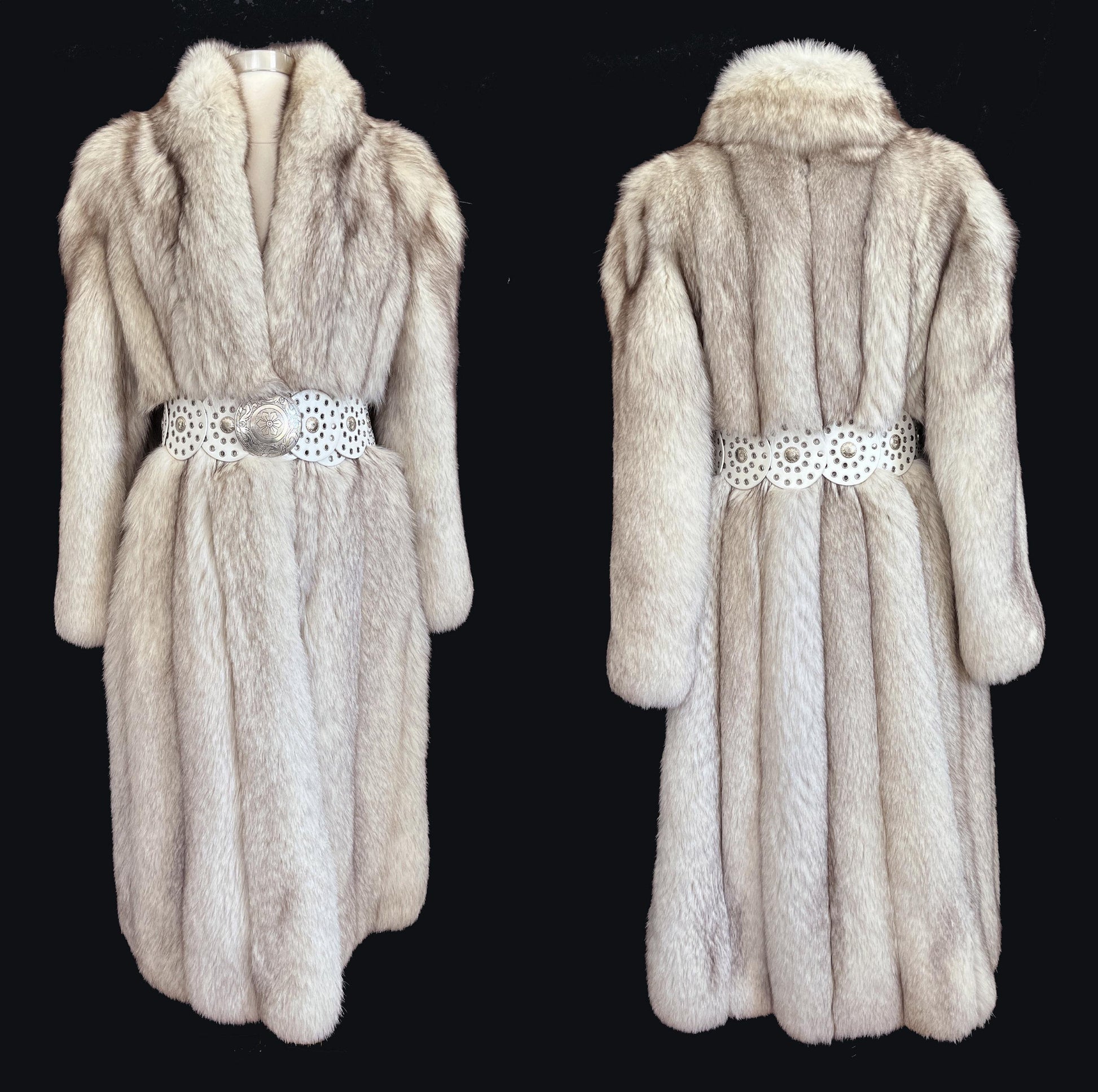 Full Length Norwegian FOX Fur Coat, Ivory Real Vintage Winter Wedding Long Jacket, Mob Wife Style, Long White Bridal Stole Gift, Apres Ski