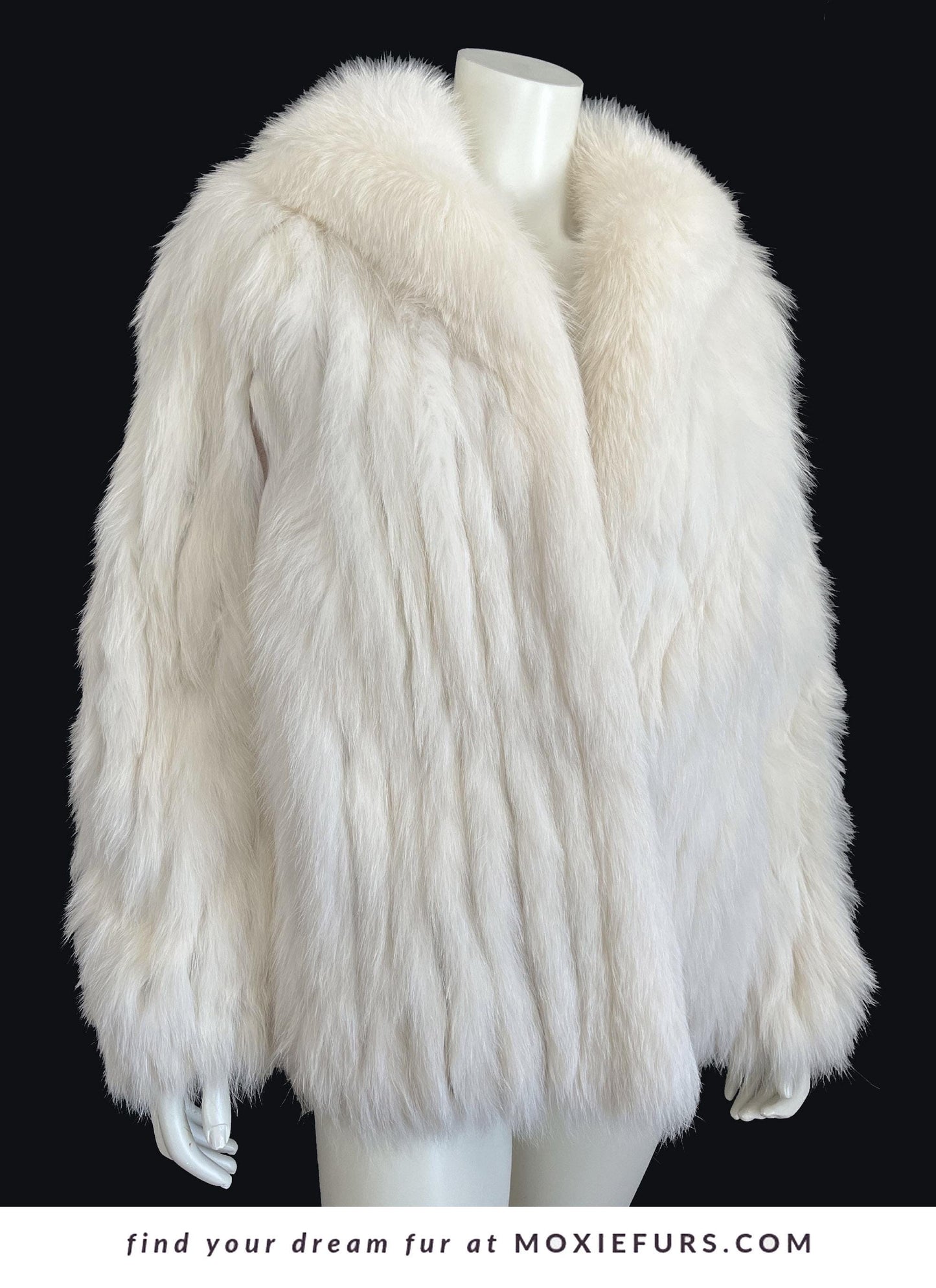 SAGA Arctic FOX Fur Coat, White Shadow Fox Bolero Jacket, Ivory Winter Wedding, Mob Wife Style, Apres Ski, Vintage Bridal Gift, Large