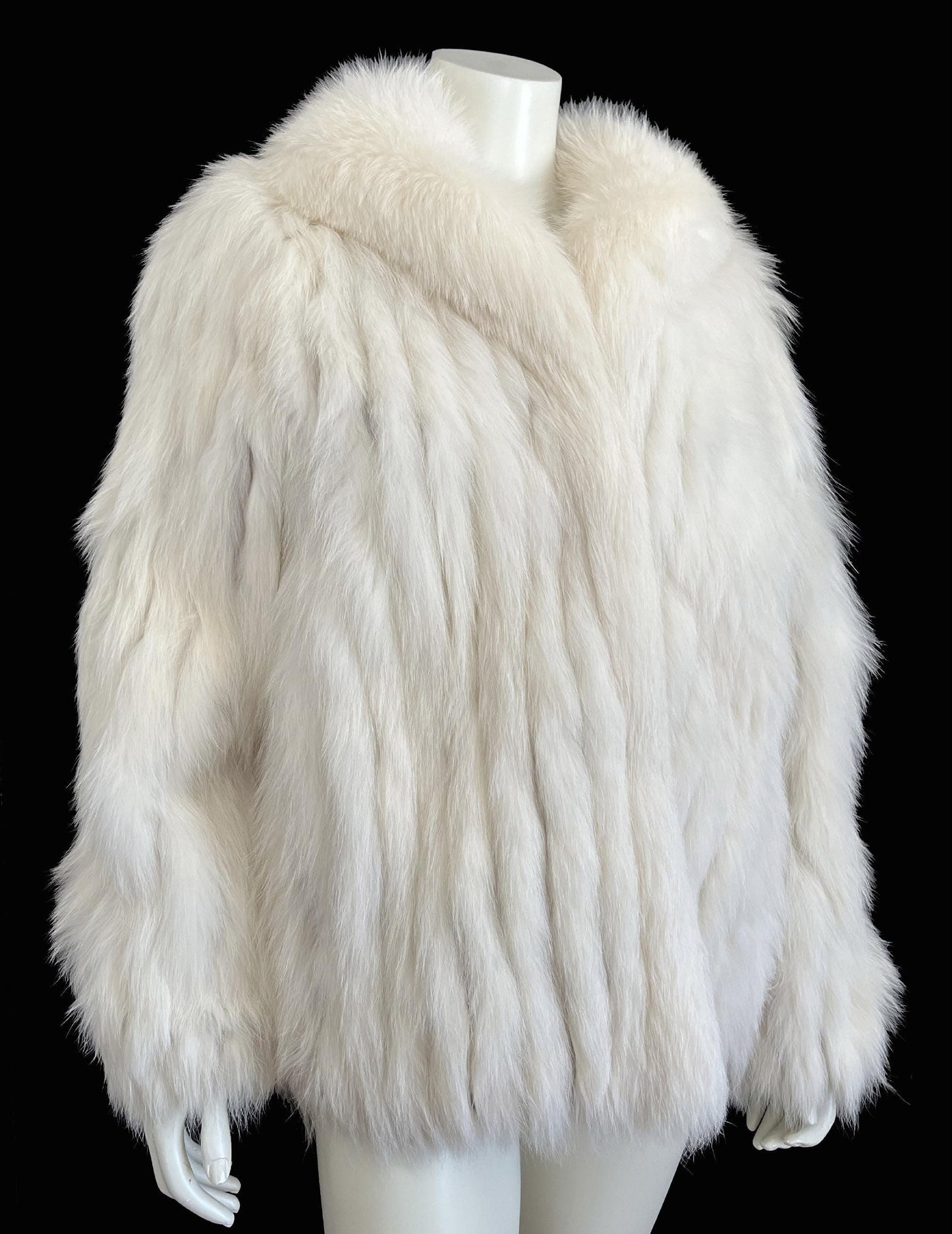 SAGA Arctic FOX Fur Coat, White Shadow Fox Bolero Jacket, Ivory Winter Wedding, Mob Wife Style, Apres Ski, Vintage Bridal Gift, Large