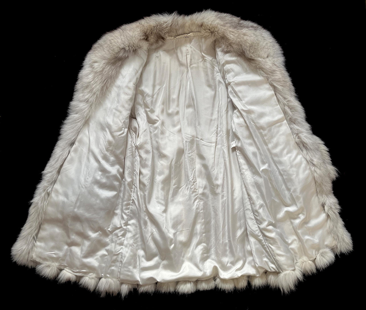 Norwegian FOX Fur Coat, Ivory Vintage Winter Wedding Jacket, White Bridal Stroller, 1980s Apres Ski Gift, Mob Wife Fit, Large XL Plus
