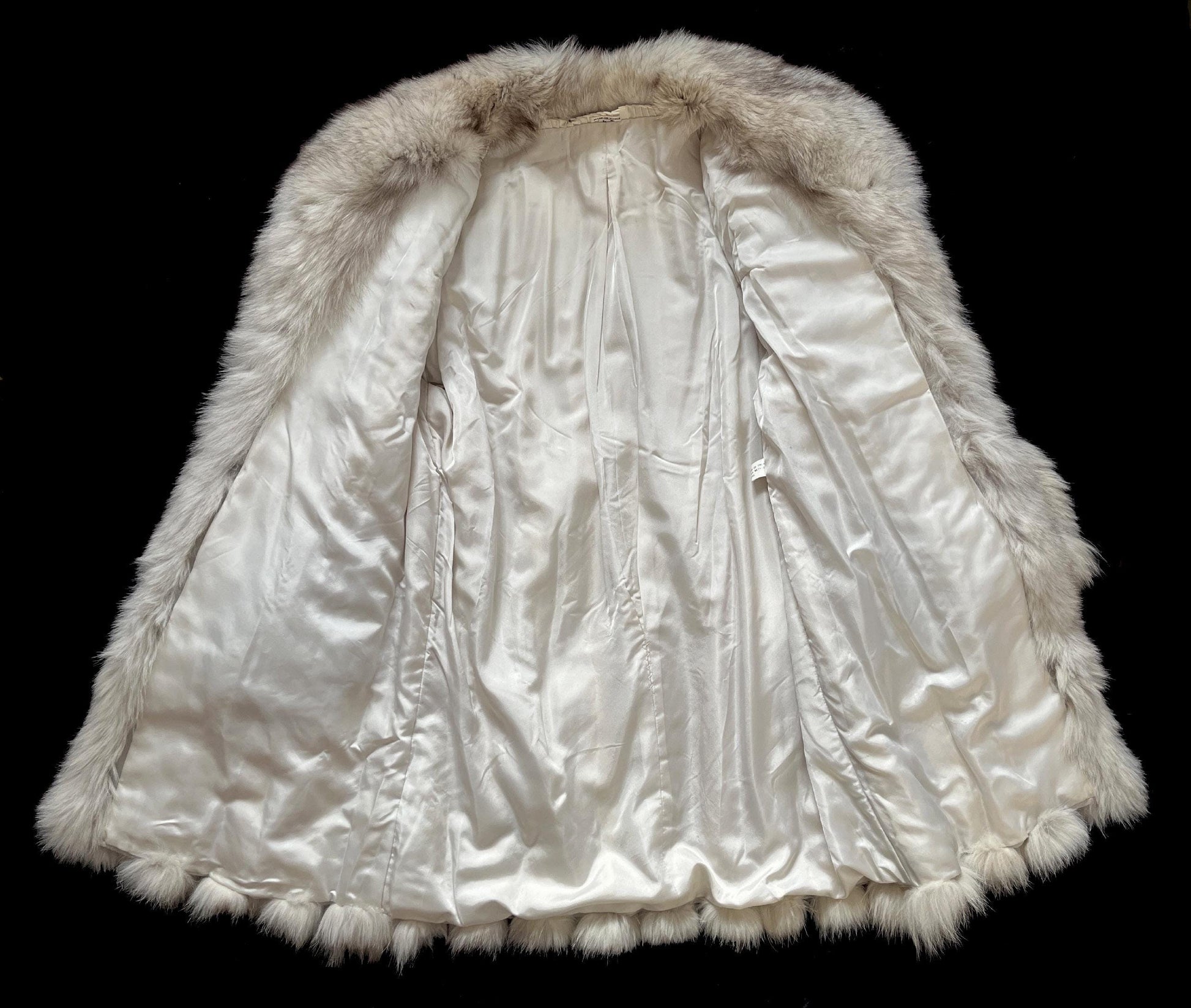 Norwegian FOX Fur Coat, Ivory Vintage Winter Wedding Jacket, White Bridal Stroller, 1980s Apres Ski Gift, Mob Wife Fit, Large XL Plus