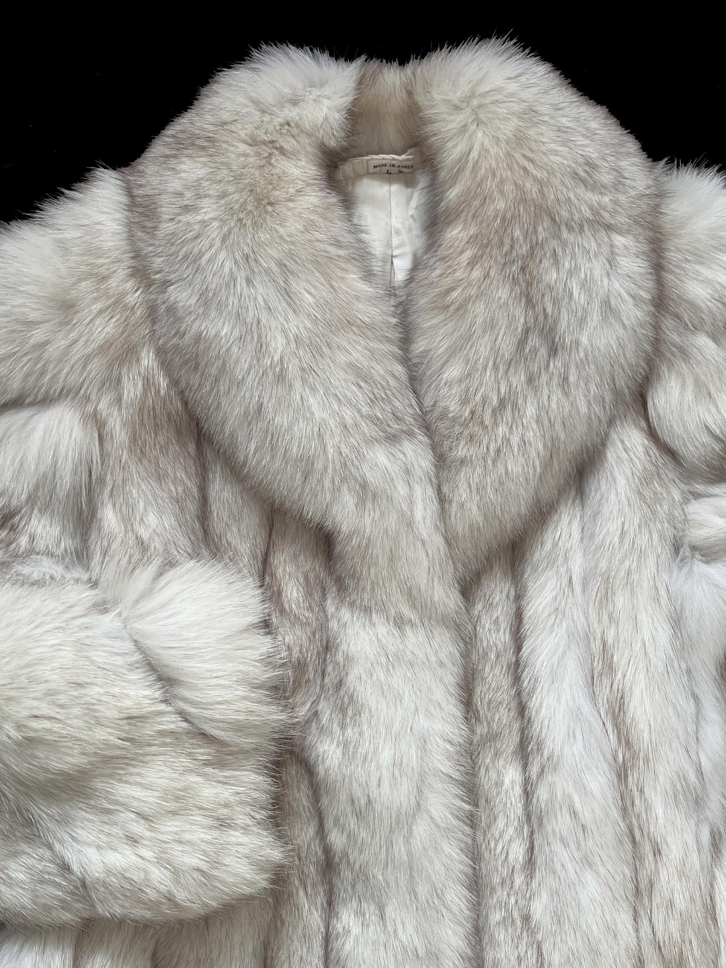 Norwegian FOX Fur Coat, Ivory Vintage Winter Wedding Jacket, White Bridal Stroller, 1980s Apres Ski Gift, Mob Wife Fit, Large XL Plus
