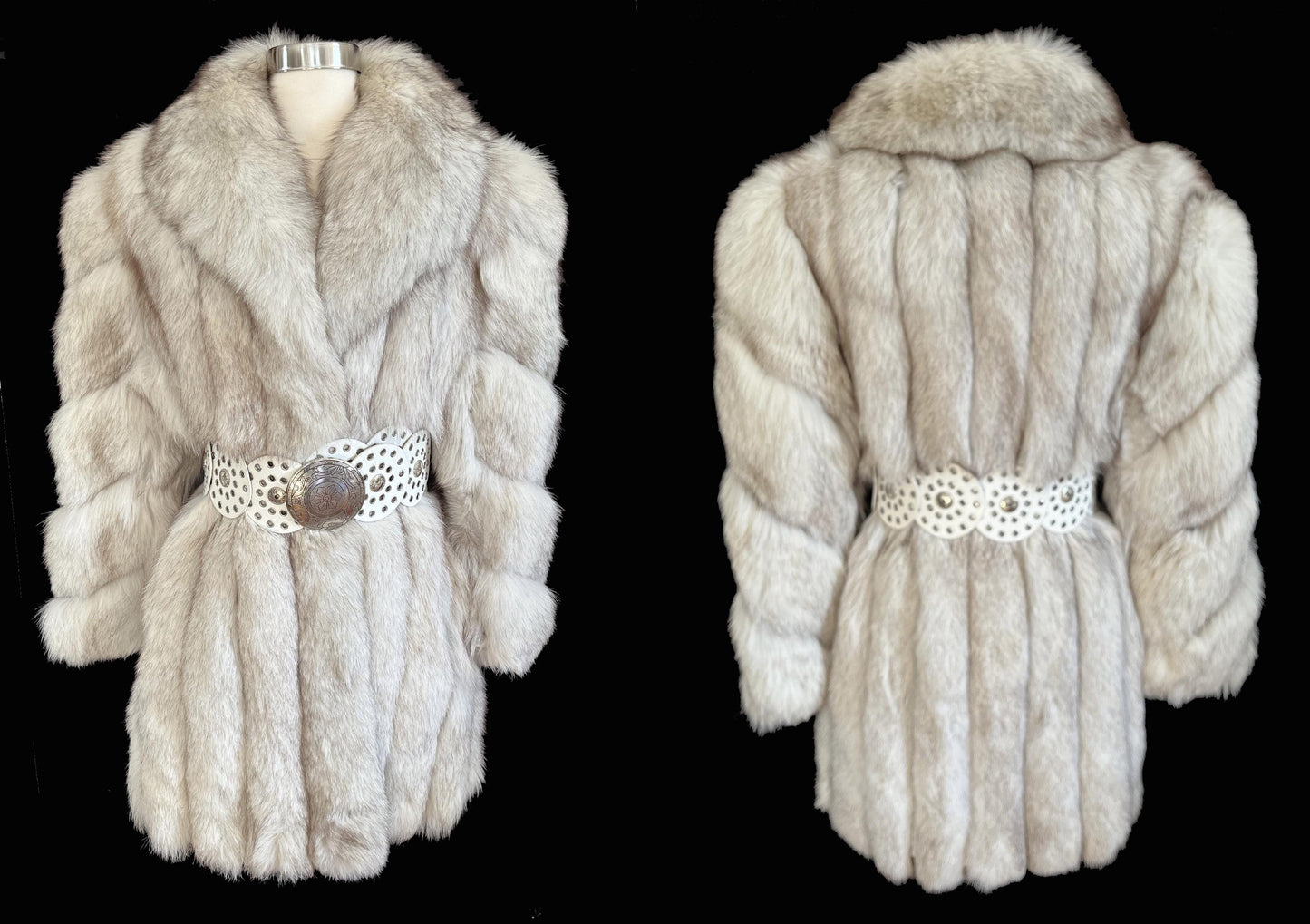 Norwegian FOX Fur Coat, Ivory Vintage Winter Wedding Jacket, White Bridal Stroller, 1980s Apres Ski Gift, Mob Wife Fit, Large XL Plus