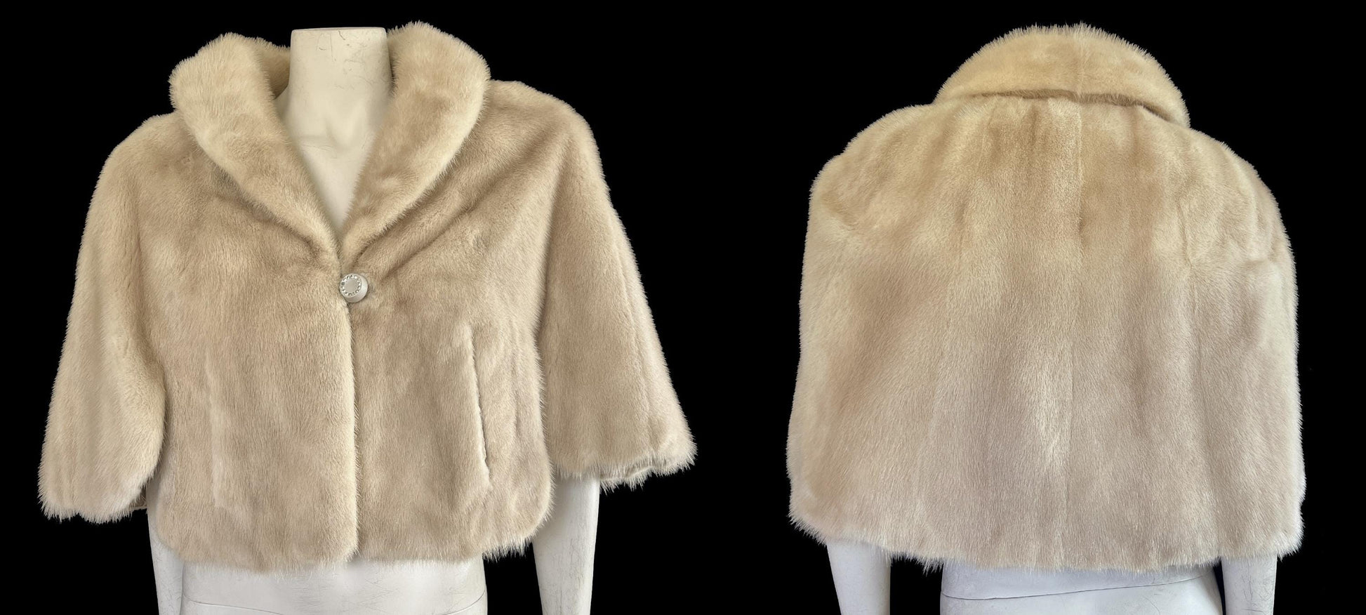 Beige MINK Fur Cape, Blonde Real Vintage Shawl, Retro Bridal Jacket, Winter Wedding Stole, Bridesmaid Coat, Mother of the Bride