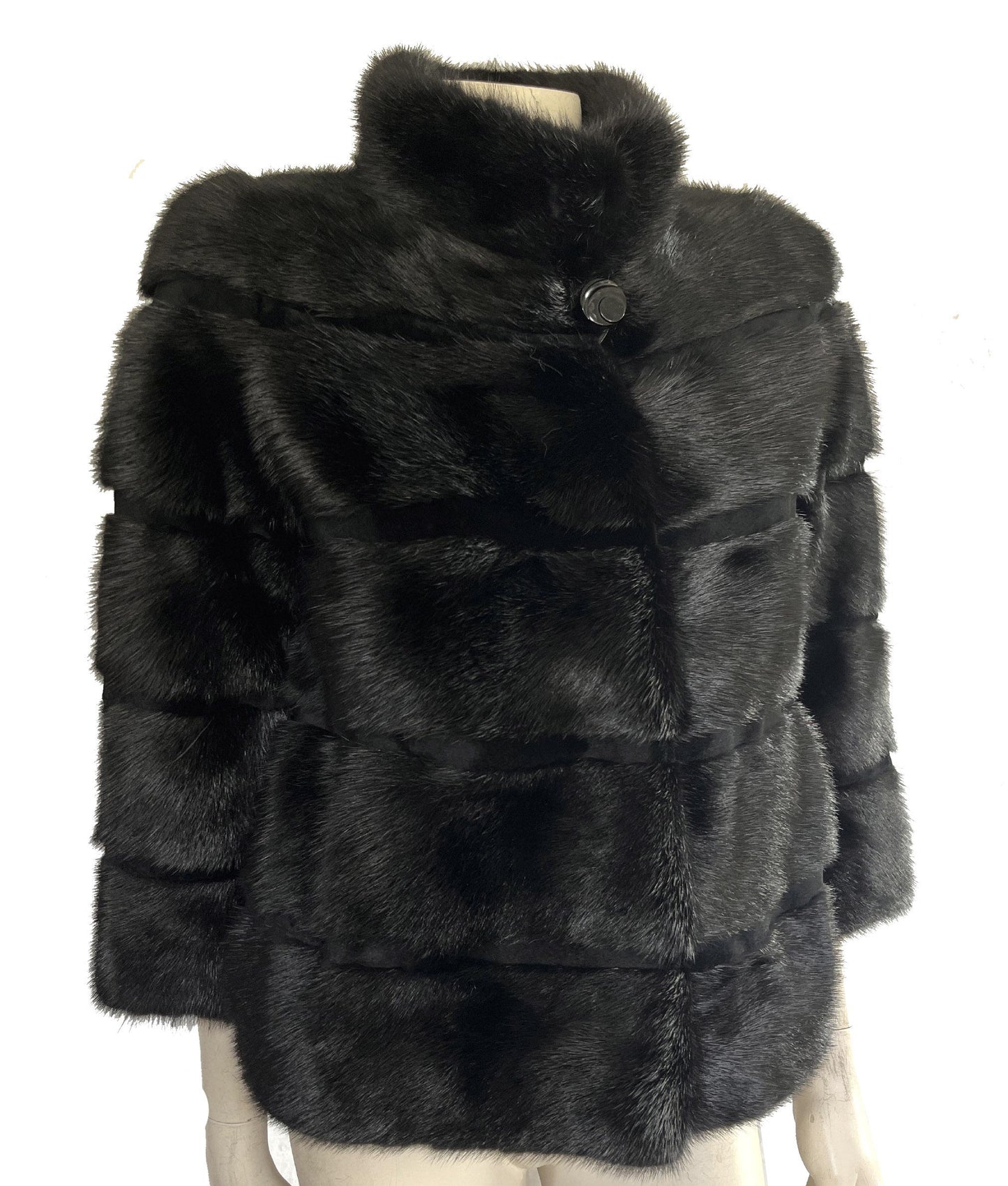 Black MINK Fur Jacket, Real Vintage Fur Coat, Hollywood Great Gatsby Party, '80s Retro Gift, Small