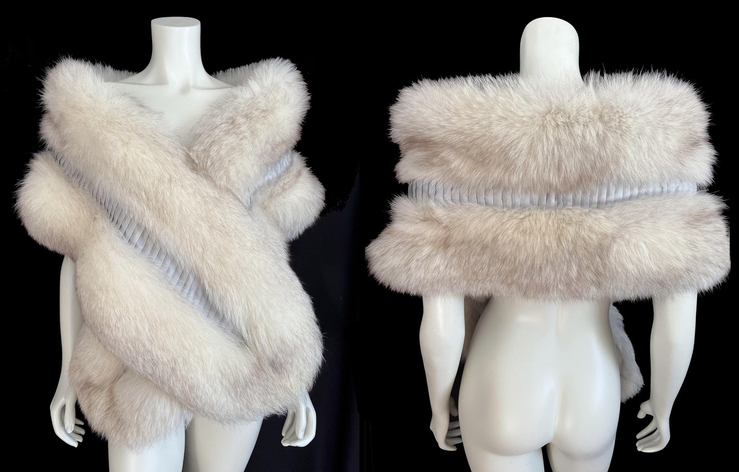 Norwegian FOX Long Fur Stole, Ivory Real Vintage Bridal Fling, White Brown Great Gatsby Party Boa Coat, Winter Wedding Bride, Mob Wife
