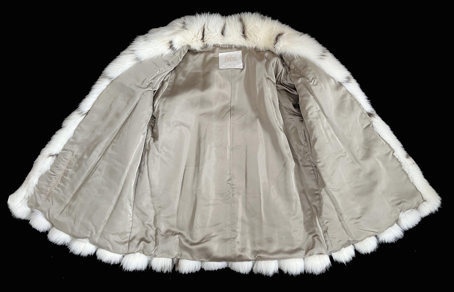 Arctic FOX Spotted Fur Coat, Vintage Winter Wedding Jacket, Mob Wife Style Ivory Bolero, Glam White Apres Ski Bridal Gift, Large