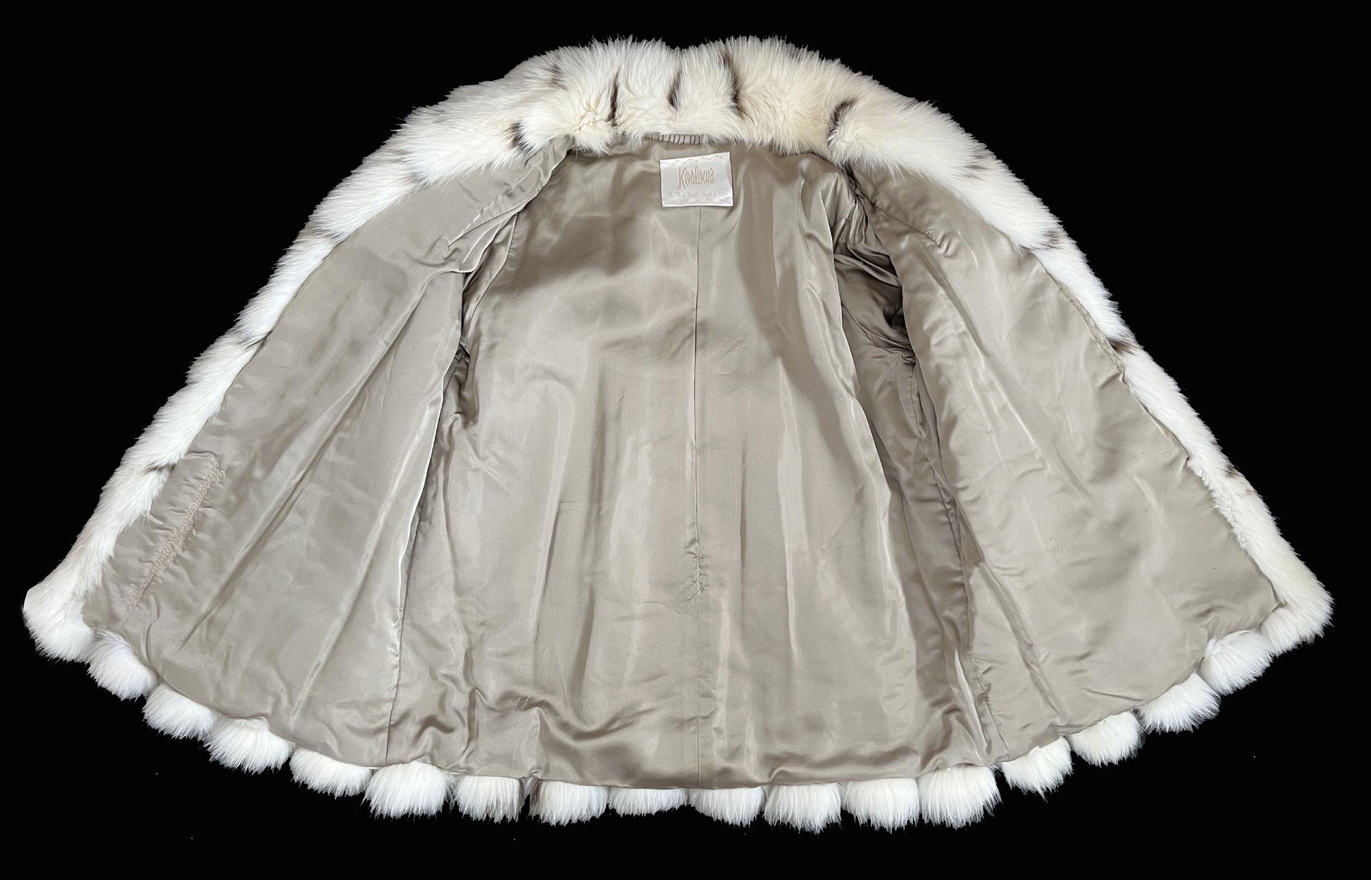 Arctic FOX Spotted Fur Coat, Vintage Winter Wedding Jacket, Mob Wife Style Ivory Bolero, Glam White Apres Ski Bridal Gift, Large