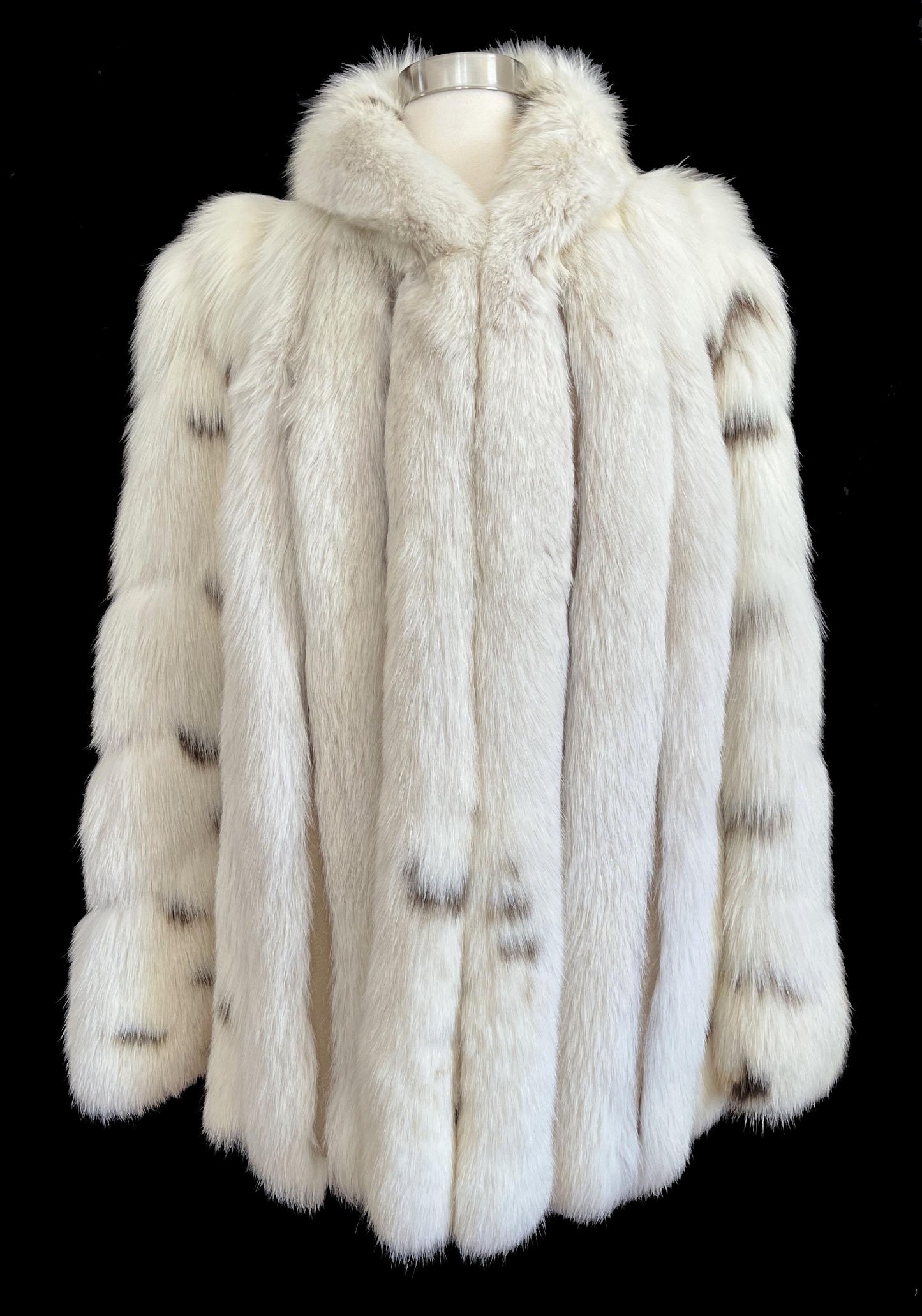 Arctic FOX Spotted Fur Coat, Vintage Winter Wedding Jacket, Mob Wife Style Ivory Bolero, Glam White Apres Ski Bridal Gift, Large