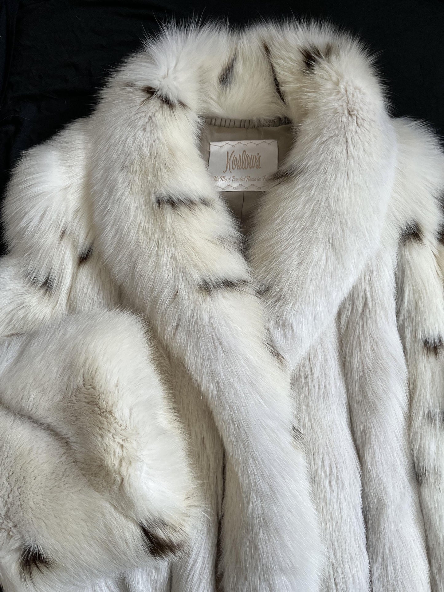 Arctic FOX Spotted Fur Coat, Vintage Winter Wedding Jacket, Mob Wife Style Ivory Bolero, Glam White Apres Ski Bridal Gift, Large