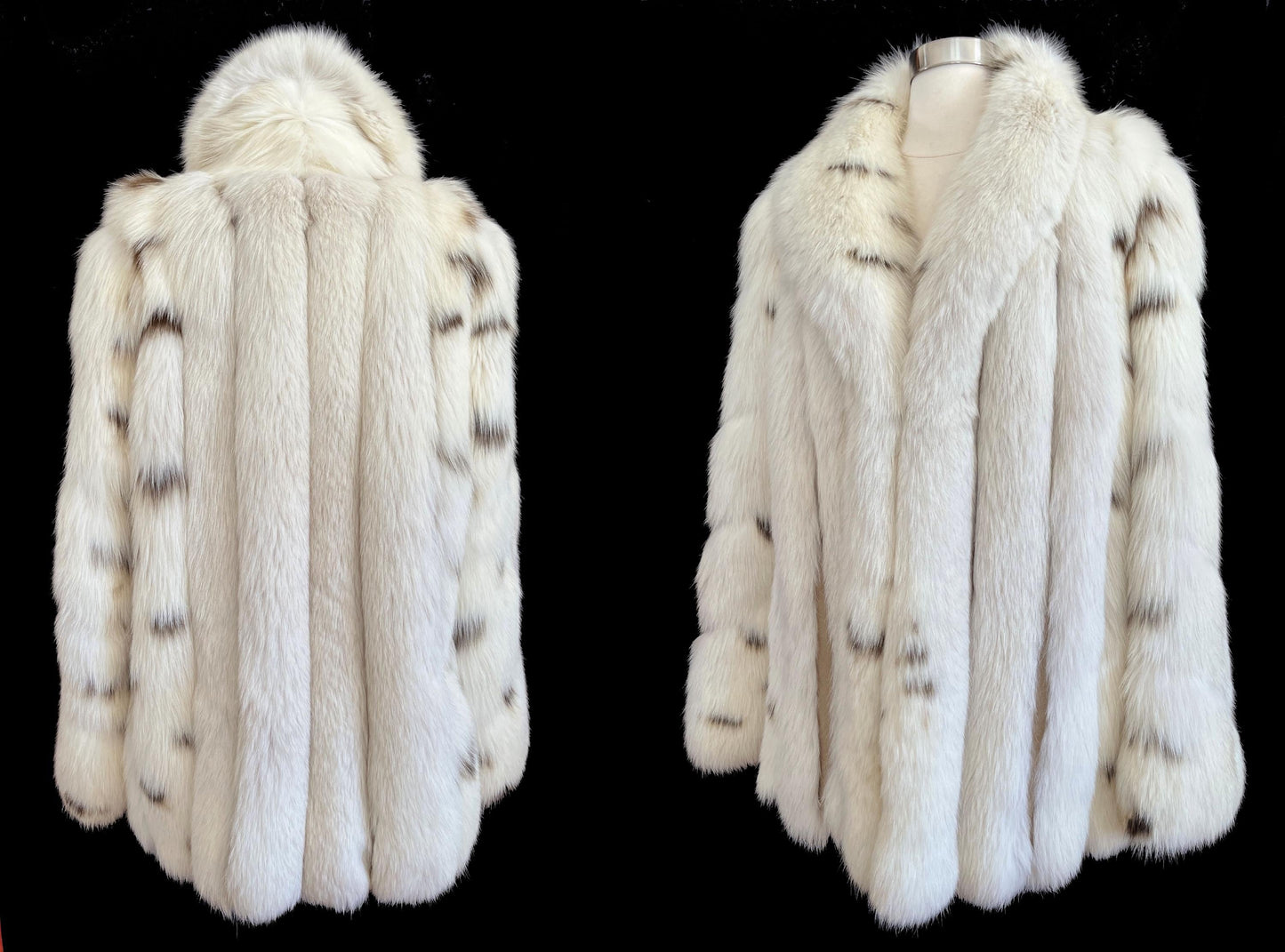 Arctic FOX Spotted Fur Coat, Vintage Winter Wedding Jacket, Mob Wife Style Ivory Bolero, Glam White Apres Ski Bridal Gift, Large