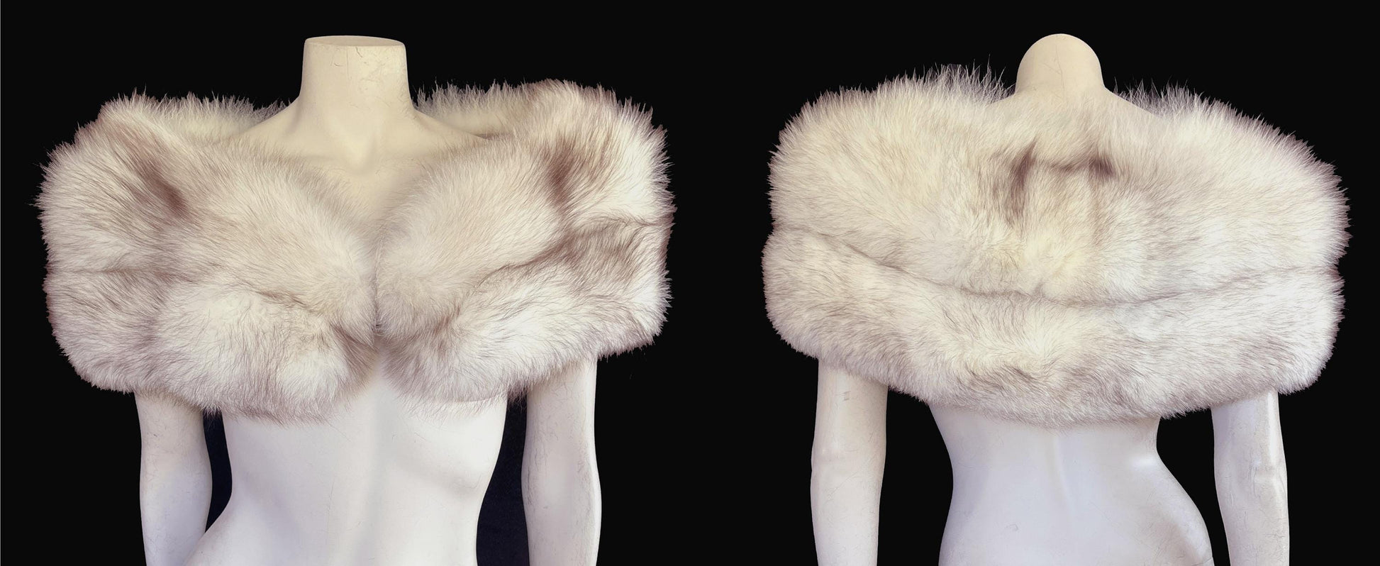 Norwegian FOX Fur Stole, Ivory Winter Wedding Cape, White Brown Vintage Bridal Coat, White Retro Bridesmaid Jacket Gift, New Old Stock