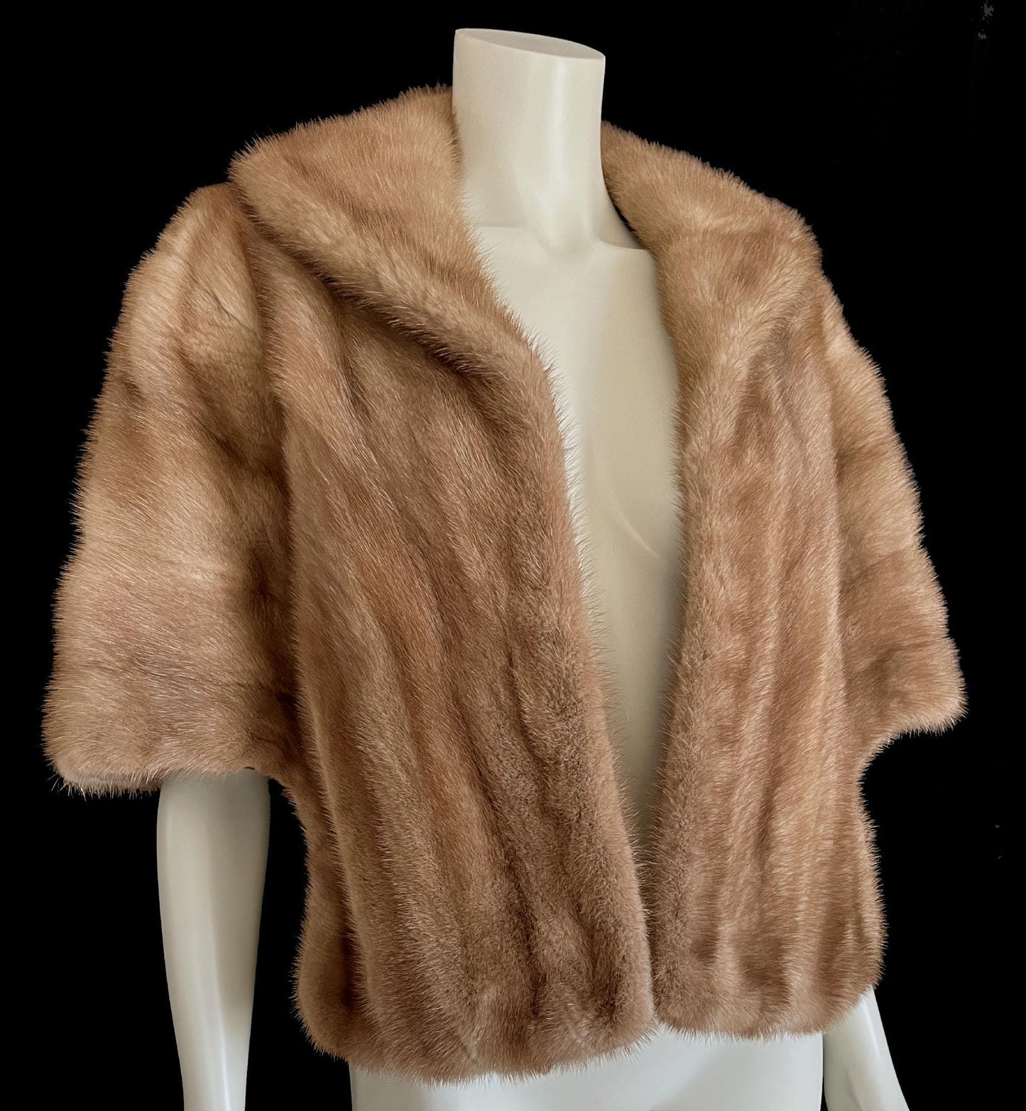 Brown MINK Fur Shawl, Real Vintage Bridal Cape, Autumn Haze Winter Wedding Bolero Jacket, Pastel Bridesmaid Gift, Great Gatsby Party