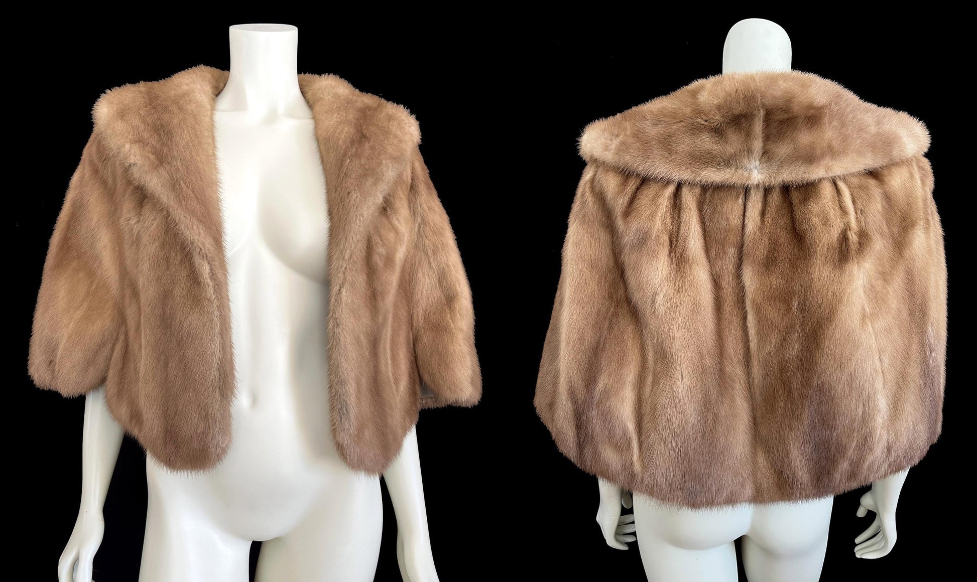 Brown MINK Fur Cape, Autumn Haze Real Vintage Shawl, Pastel Bridal Jacket, Winter Wedding Stole, Bridesmaid Coat, Mother of the Bride Gift