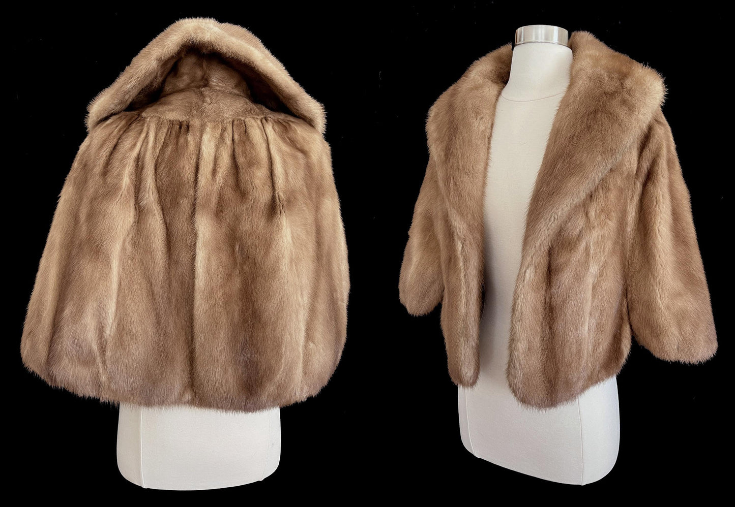 Brown MINK Fur Cape, Autumn Haze Real Vintage Shawl, Pastel Bridal Jacket, Winter Wedding Stole, Bridesmaid Coat, Mother of the Bride Gift