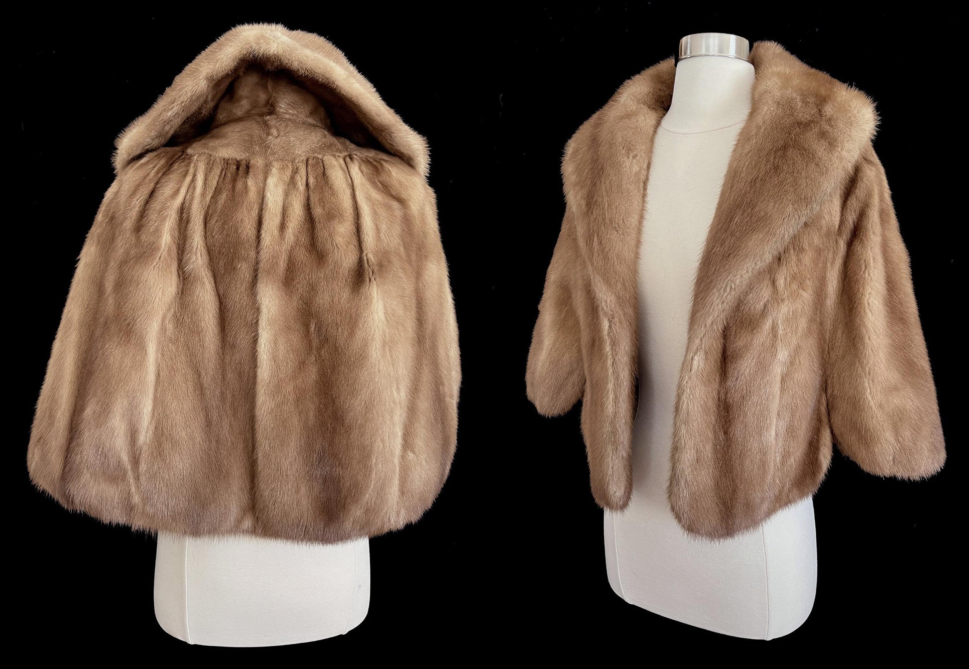 Brown MINK Fur Cape, Autumn Haze Real Vintage Shawl, Pastel Bridal Jacket, Winter Wedding Stole, Bridesmaid Coat, Mother of the Bride Gift
