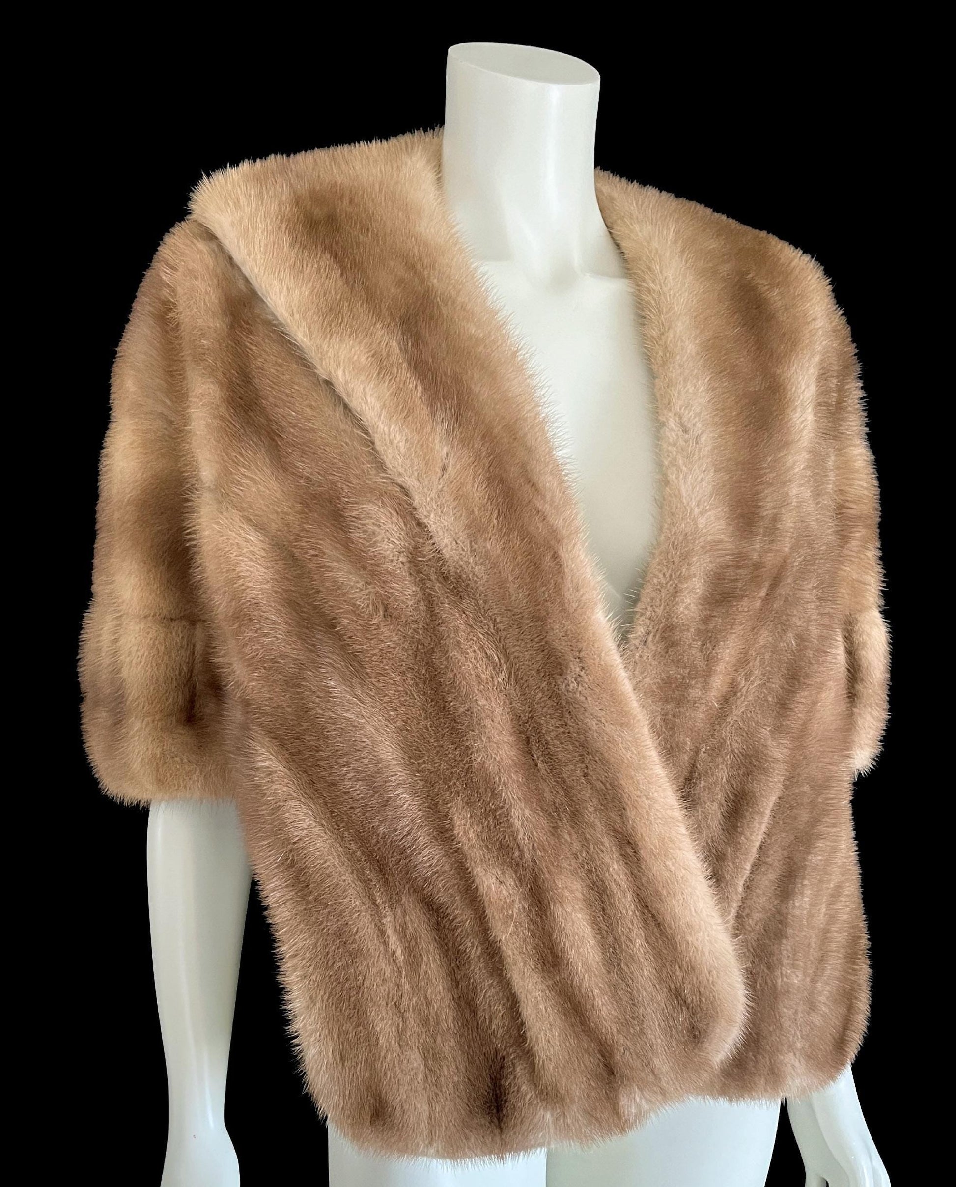 Brown MINK Fur Stole, Winter Wedding Shawl, Autumn Haze Real Vintage Cape, Rustic Bridal Capelet, Bridesmaid Bolero Jacket Coat Gift