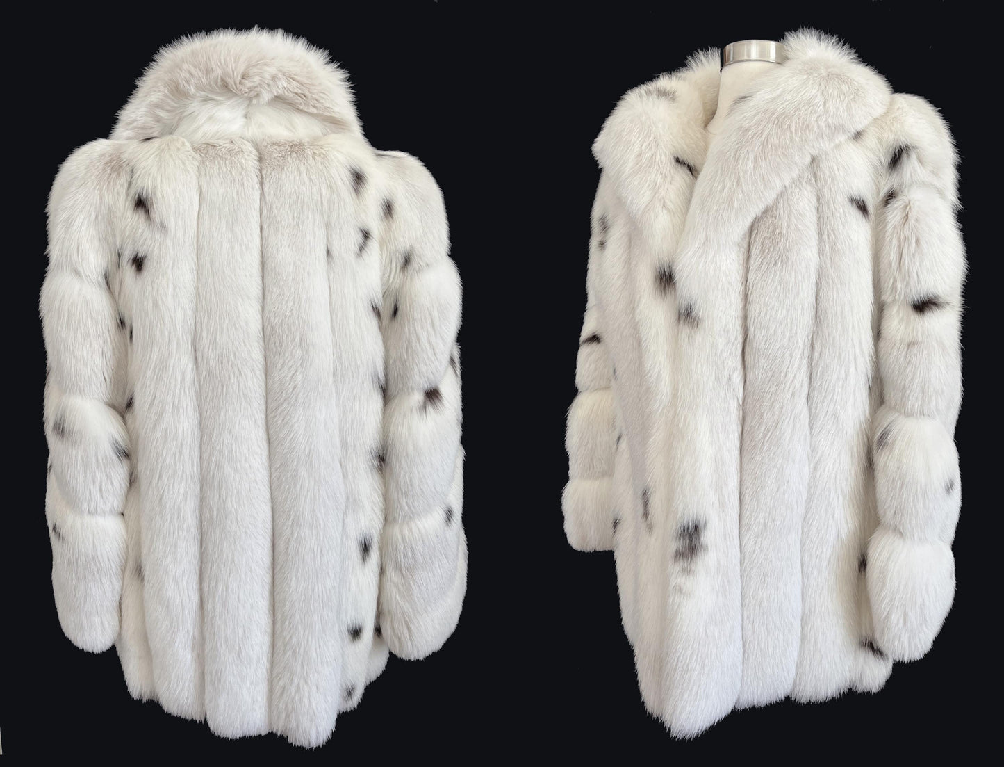 Arctic FOX Spotted Fur Coat, Vintage Winter Wedding Jacket, Mob Wife Style Ivory Bolero, Glam White Apres Ski Bridal Gift