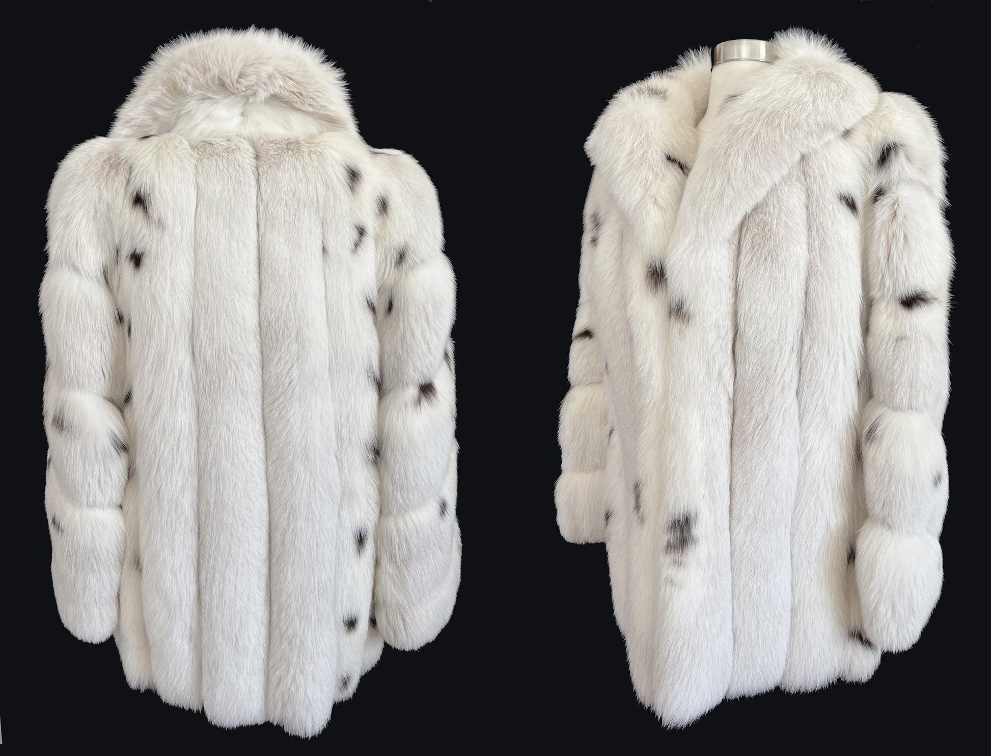 Arctic FOX Spotted Fur Coat, Vintage Winter Wedding Jacket, Mob Wife Style Ivory Bolero, Glam White Apres Ski Bridal Gift